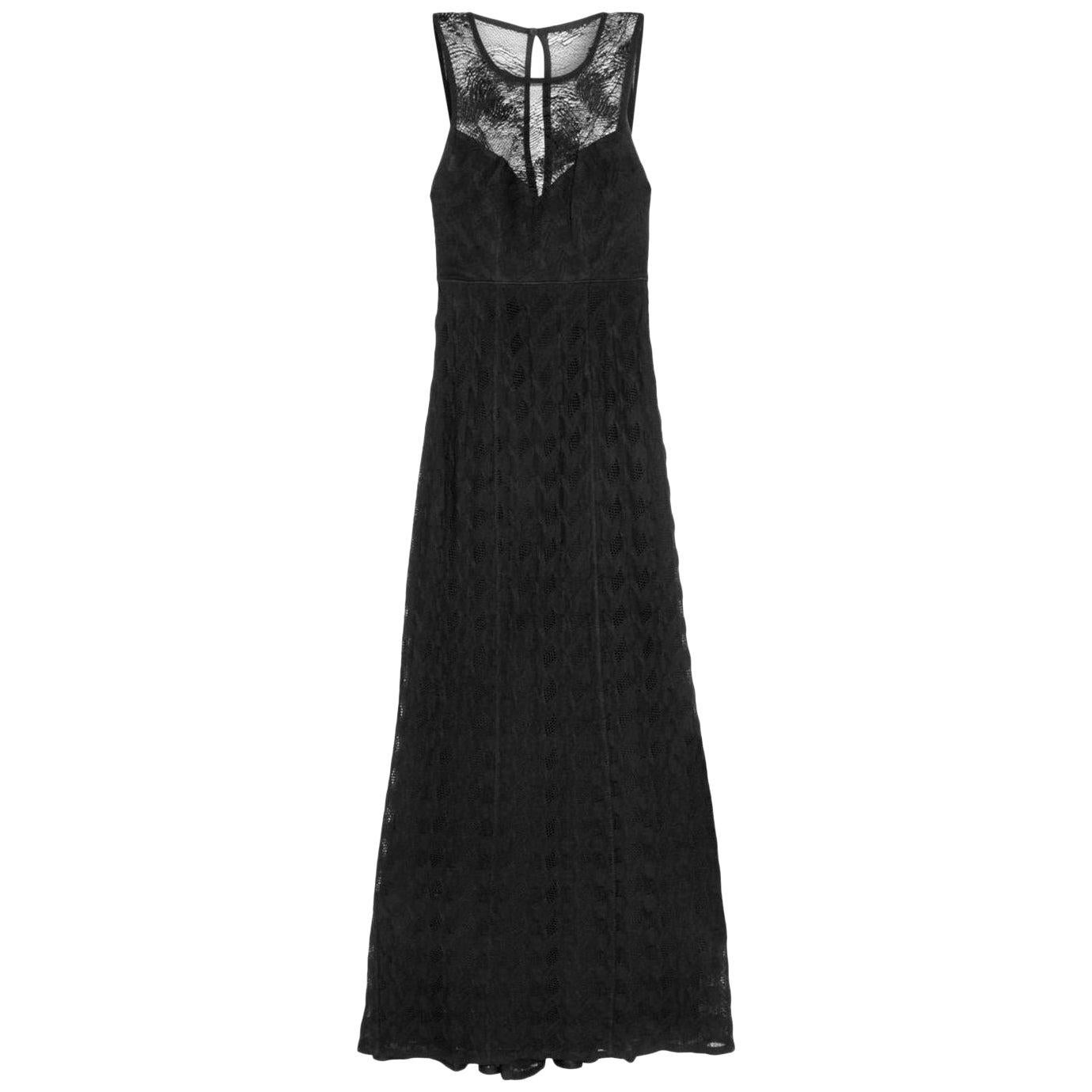 NEW Missoni Black Crochet Knit Maxi Dress Evening Gown 40 For Sale