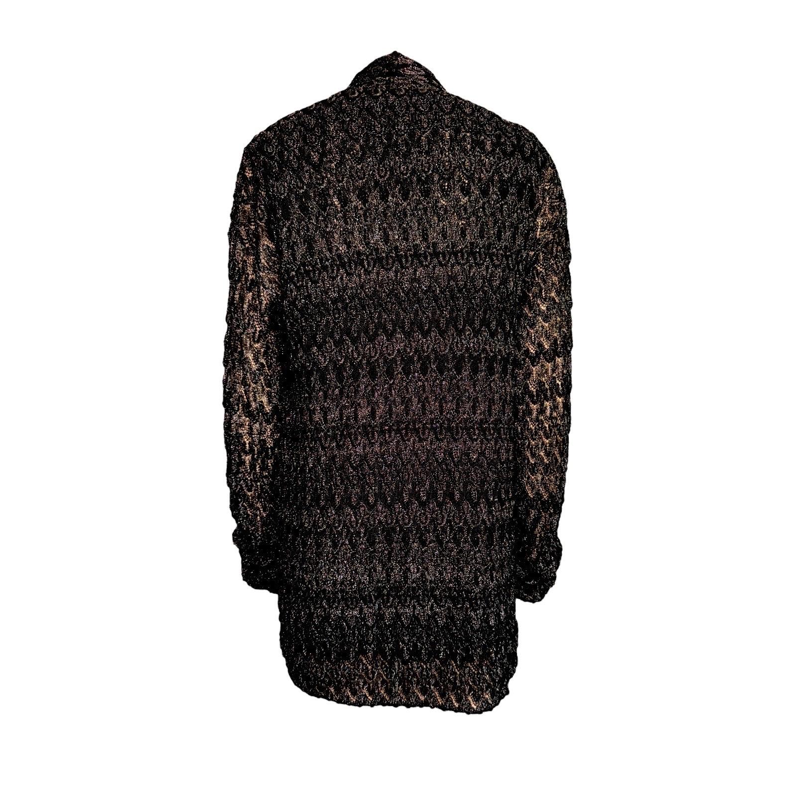 NEW Missoni Black Metallic Crochet Knit Tunic Top Mini Dress & Cardigan Set 40 Pour femmes en vente