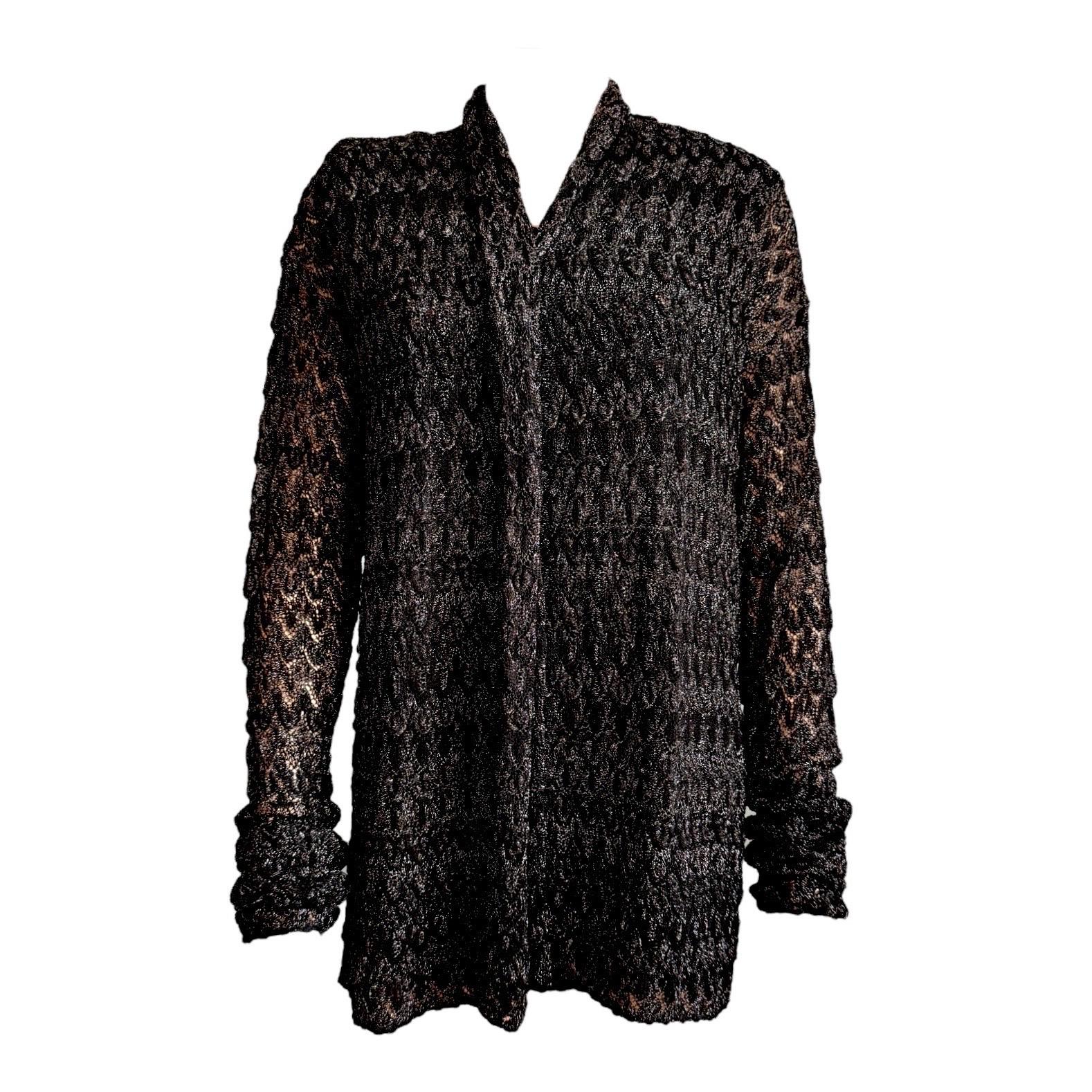 NEW Missoni Black Metallic Crochet Knit Tunic Top Mini Dress & Cardigan Set 40 Bon état - En vente à Switzerland, CH