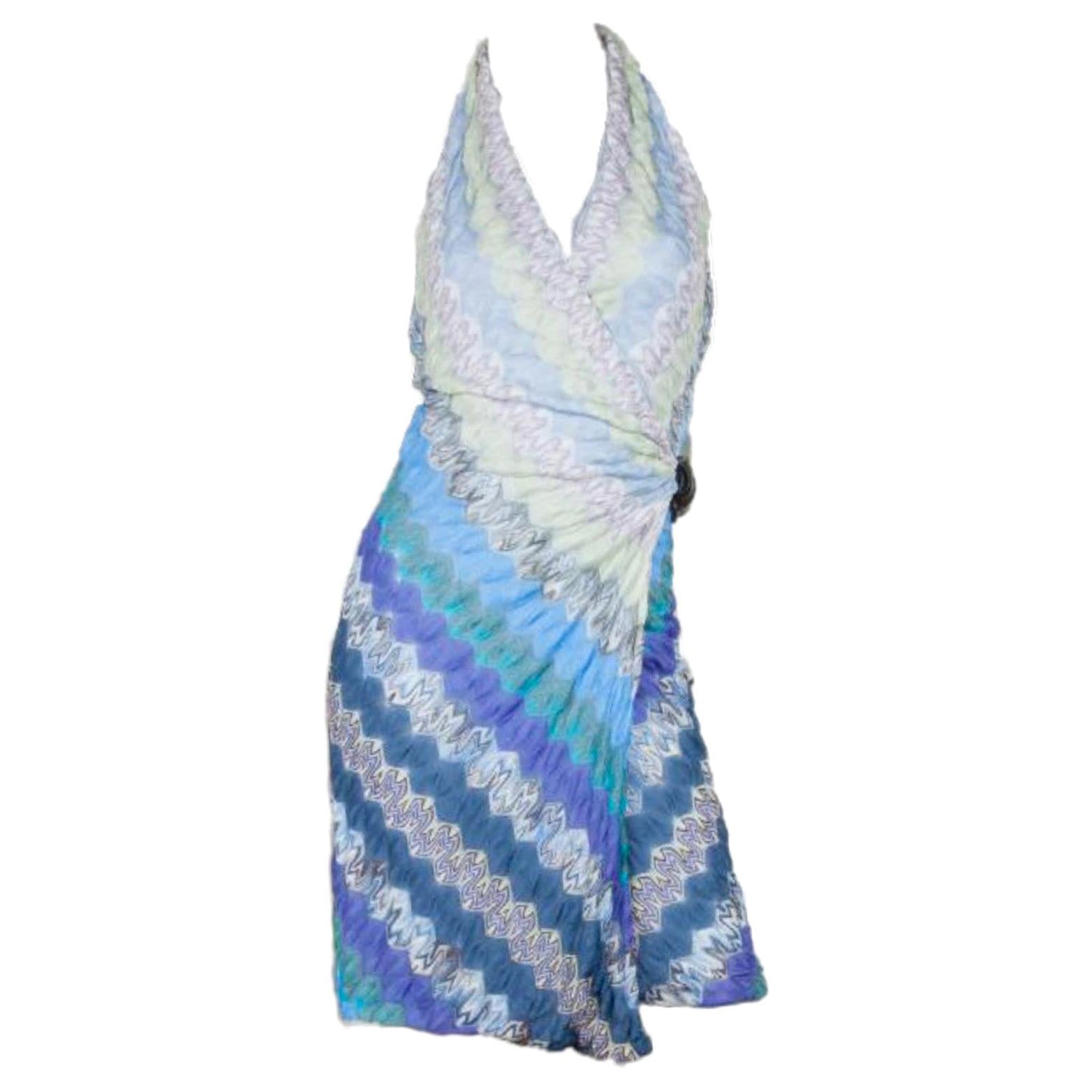NEW Missoni Blues Signature Crochet Knit Neckholder Wrap Dress seen on Paris 44