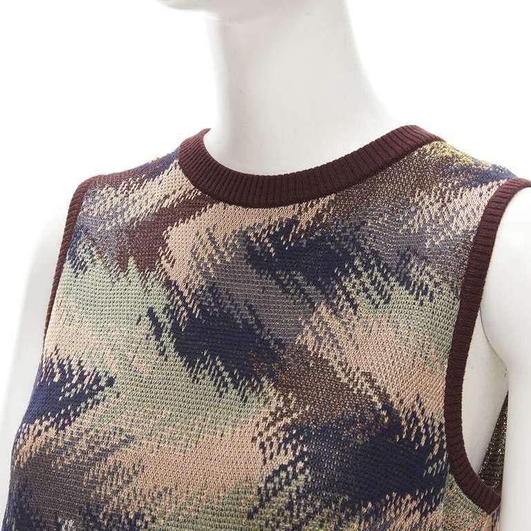 new MISSONI burgundy crochet intarsia knit grandma vest IT44 M For Sale