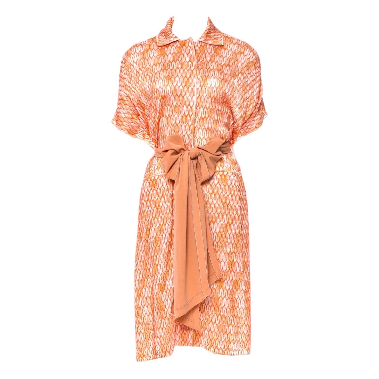 NUEVO Missoni Chevron Vestido de punto de crochet con cinturón 40 Rosa en venta