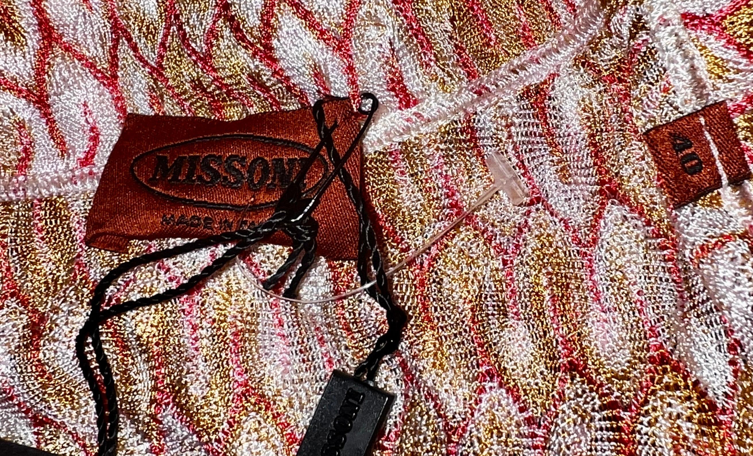 NUEVO Missoni Chevron Vestido de punto de crochet con cinturón 40 en venta 1