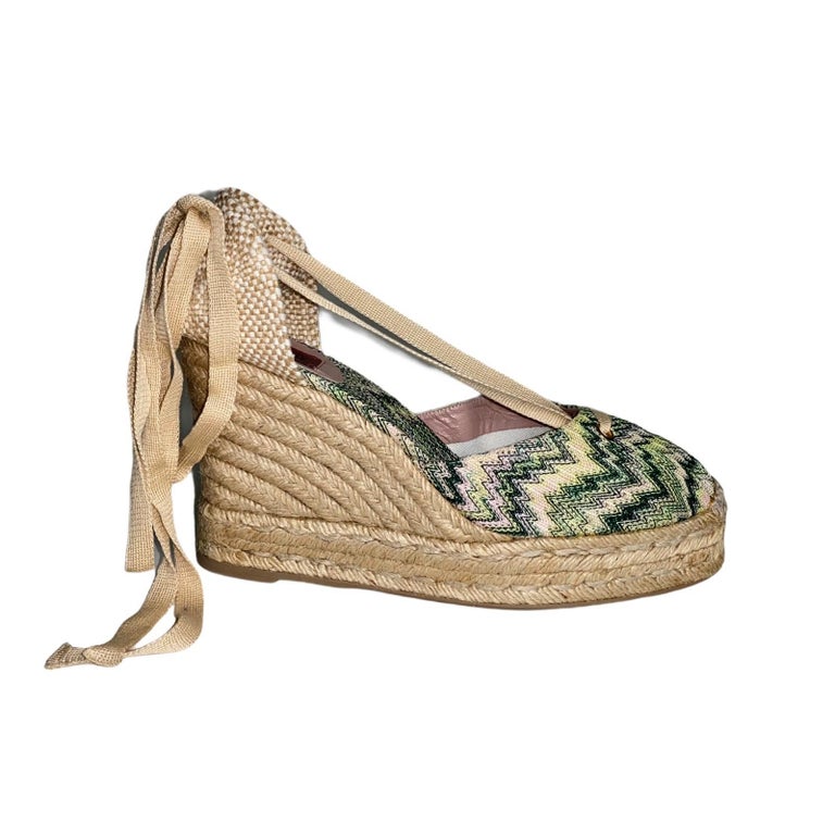 NEW Missoni Crochet Knit Canvas Espadrilles Wedge High Heels Shoes 41 at  1stDibs