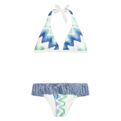 NEW Missoni Crochet Knit Fransen Detail Bikini mit Tasche