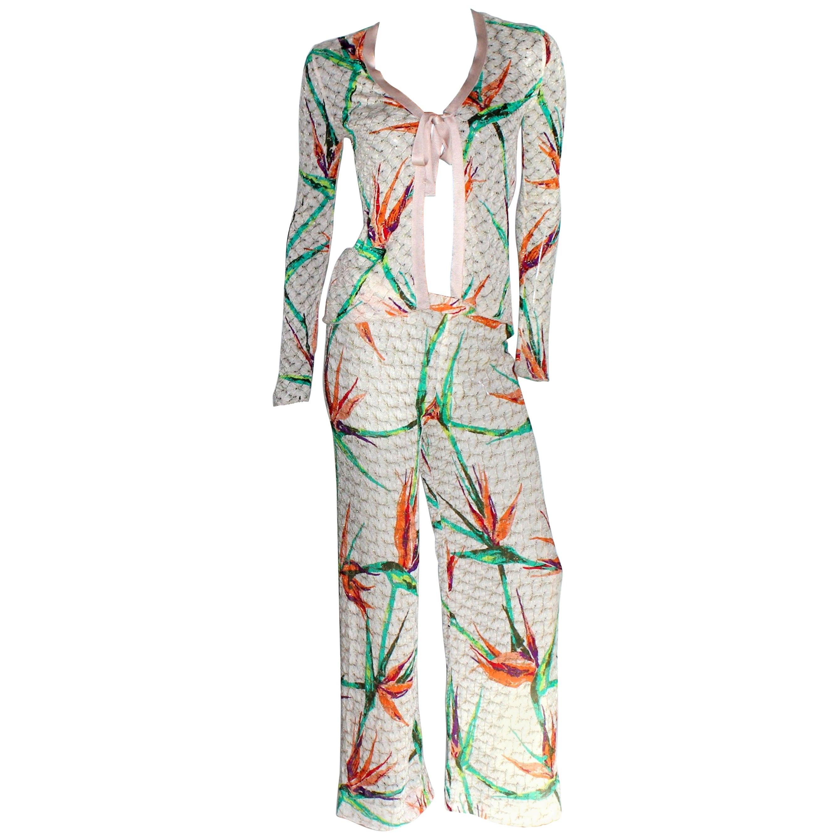 NEW Missoni Tropical Crochet Knit 3PCS Ensemble Set Suit Top Pants Jacket 40 in vendita 3