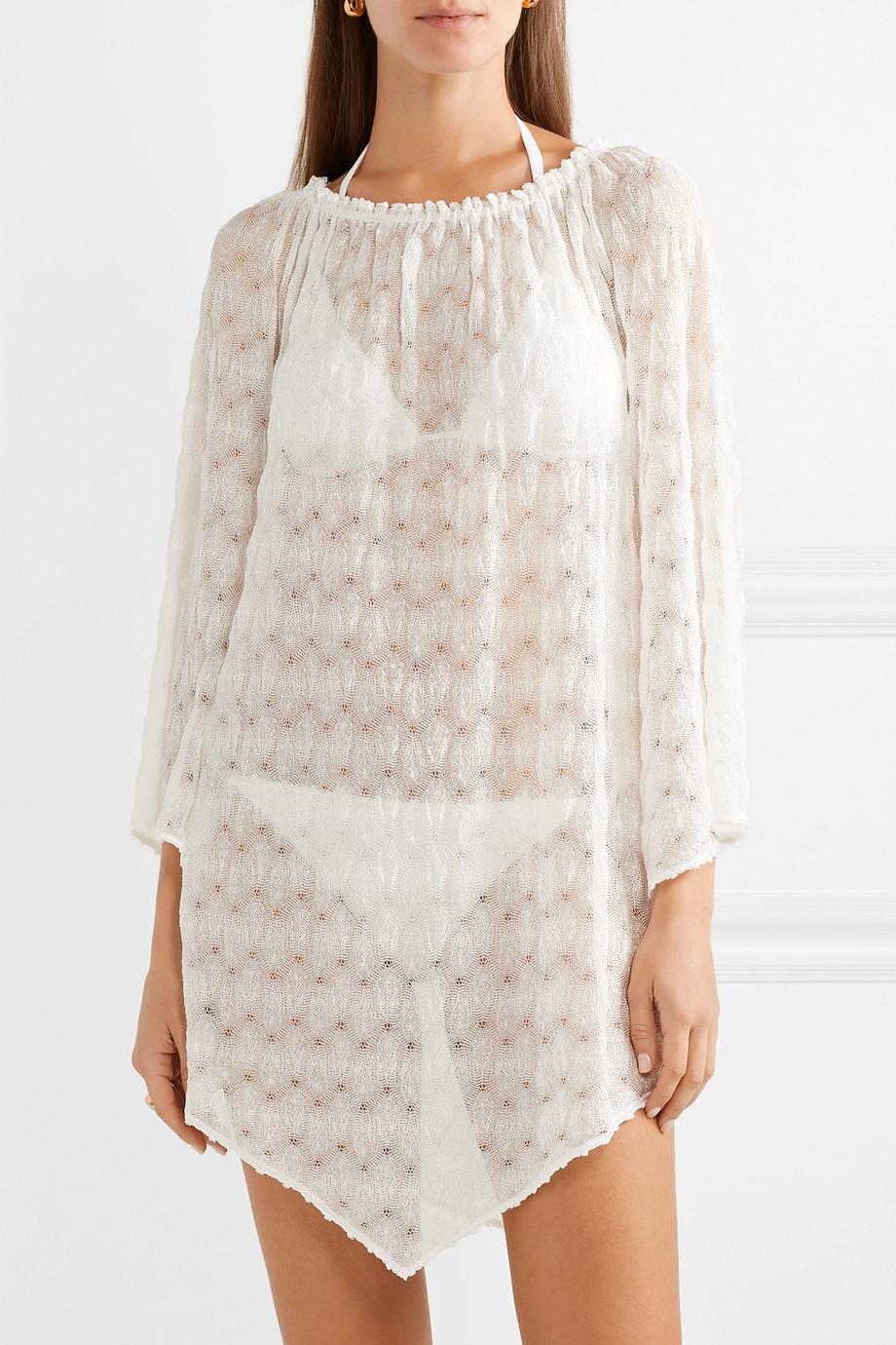 NEW Missoni Crochet Knit Shimmers Bridal Engegement Cover Up Dress 40 Pour femmes en vente