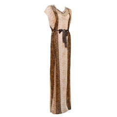 NEW Missoni Crystal Gold Metallic Lurex Crochet Knit Evening Gown Maxi Dress 42