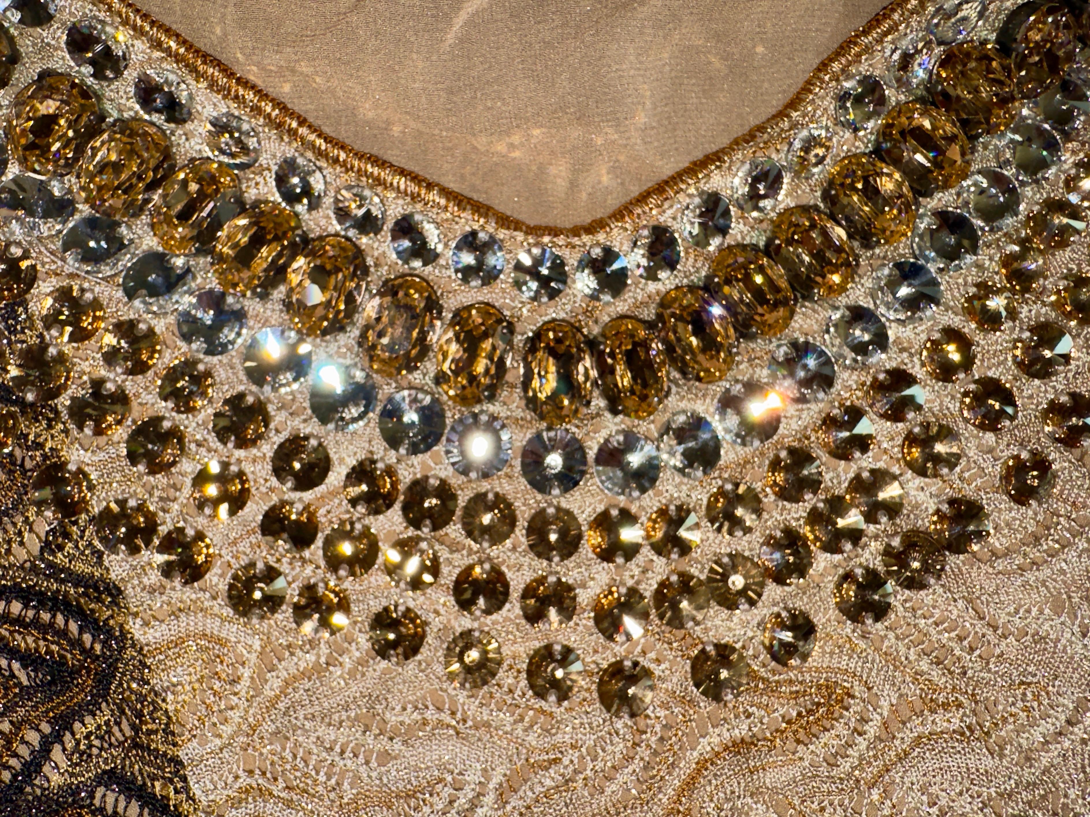 NEW Missoni Crystal Gold Metallic Lurex Crochet Knit Evening Gown Maxi Dress 42 For Sale 1