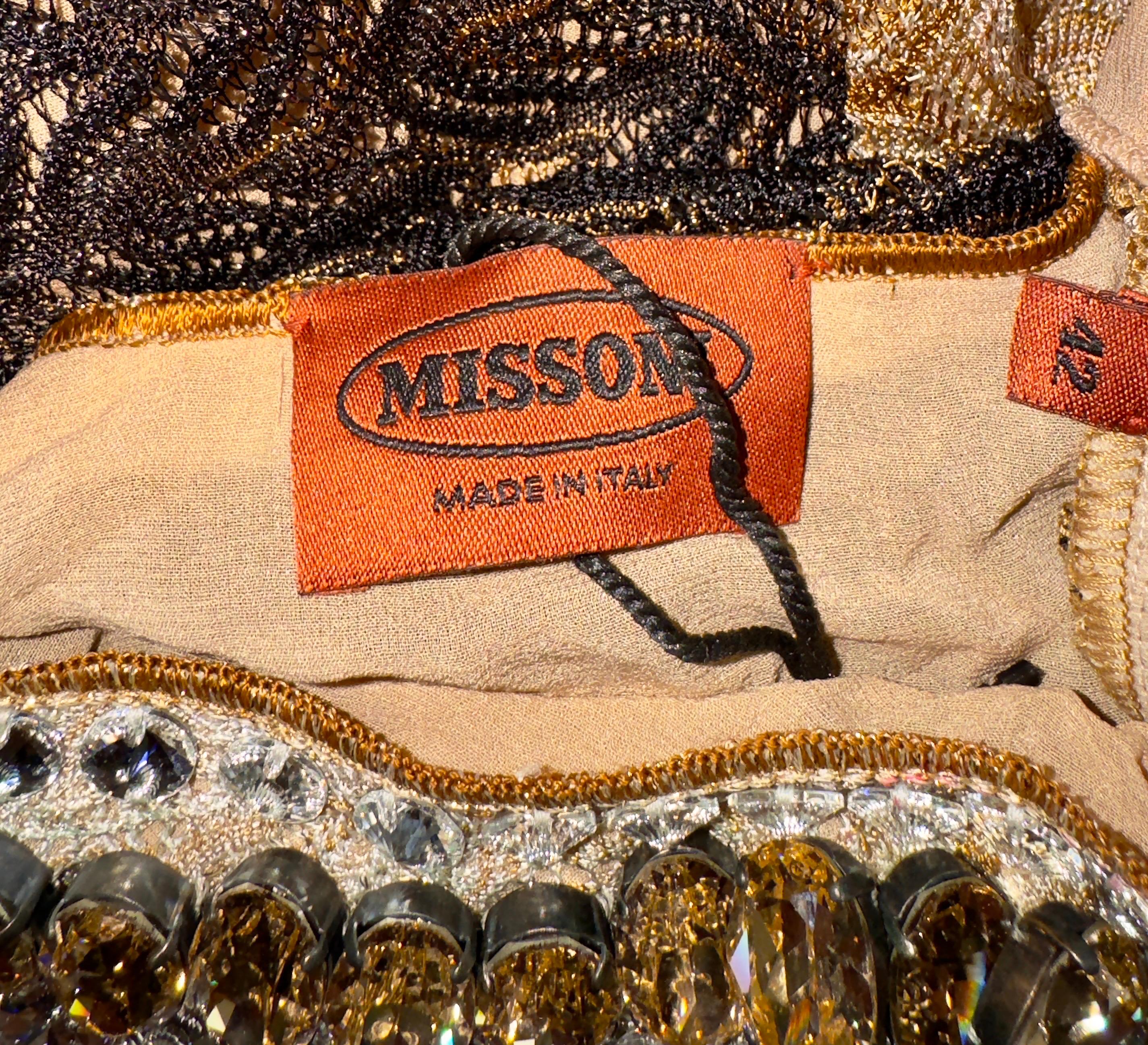 NEW Missoni Crystal Gold Metallic Lurex Crochet Knit Evening Gown Maxi Dress 42 For Sale 6