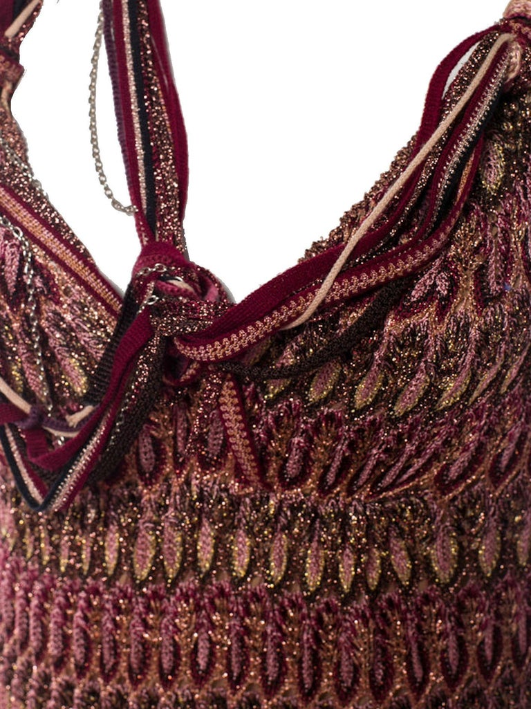 Missoni Robe de soirée longue en maille crochet métallique avec