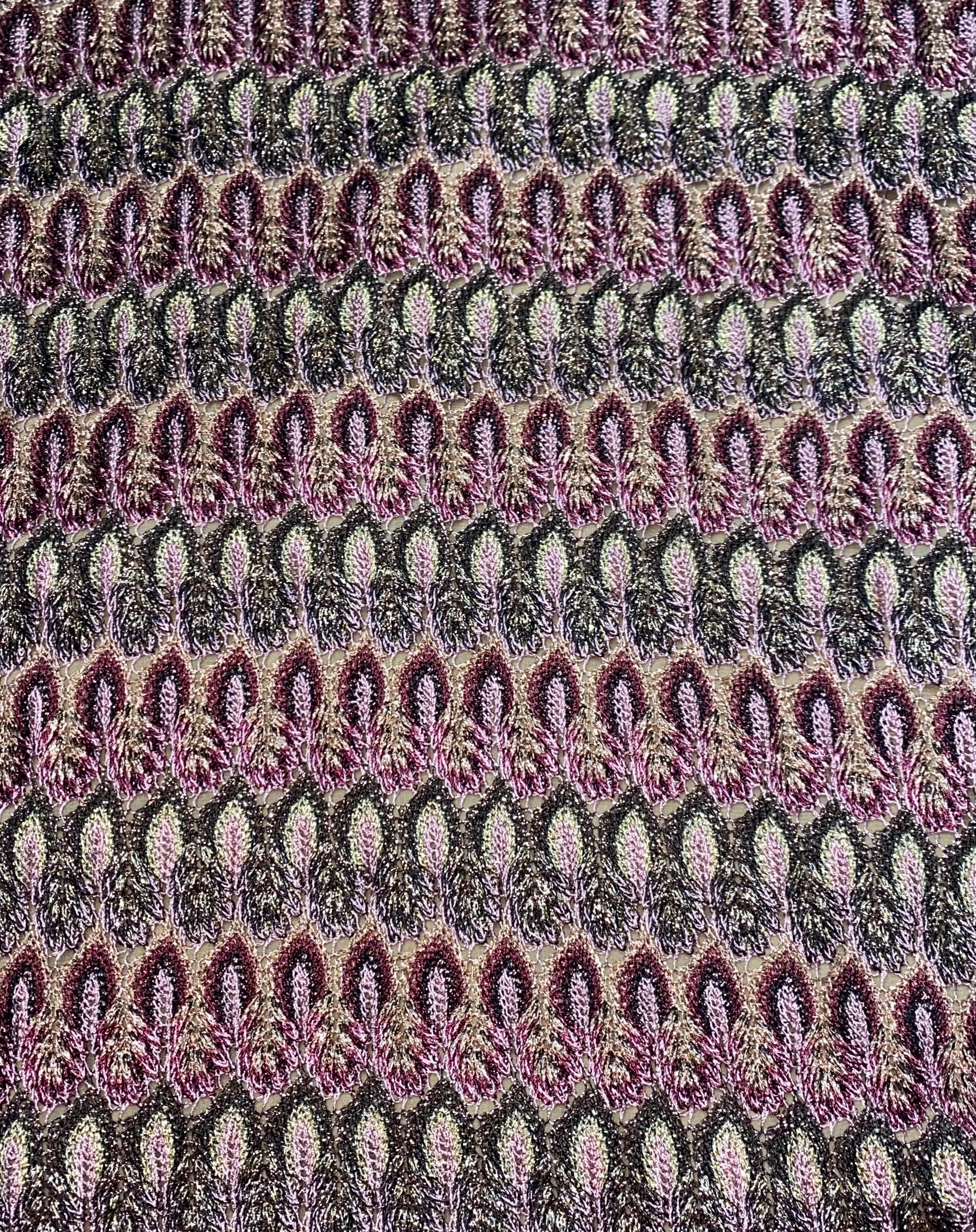 Brown UNWORN Missoni Chain Metallic Crochet Knit Maxi Dress Evening Gown 42