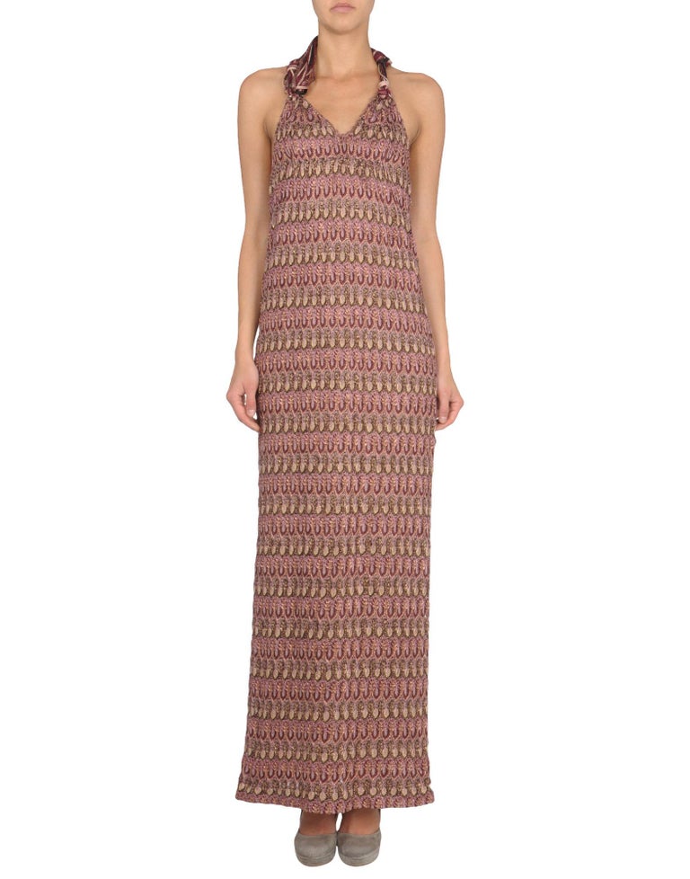 Missoni Robe de soirée longue en maille crochet métallique avec