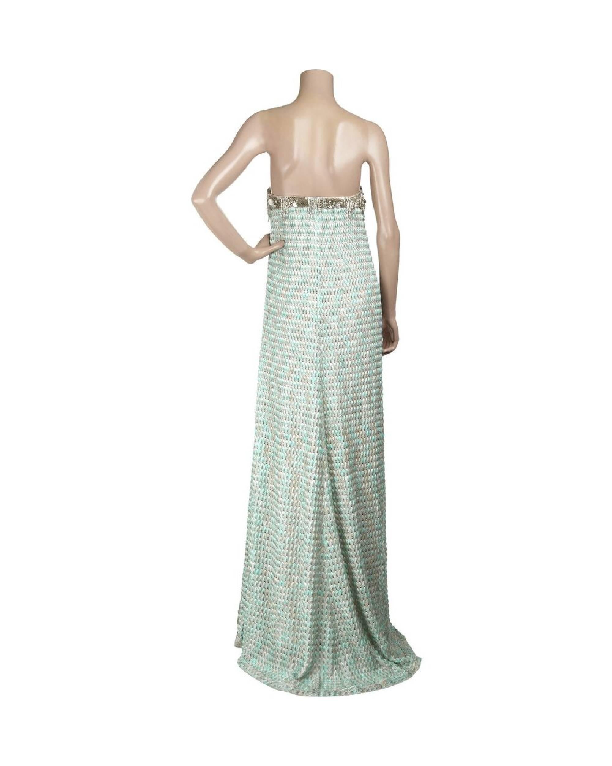 NEW Missoni Embellished Metallic Crochet Knit Corset Maxi Dress Evening Gown 42 3