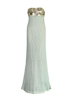 NEW Missoni Embellished Metallic Crochet Knit Corset Maxi Dress Evening Gown 42