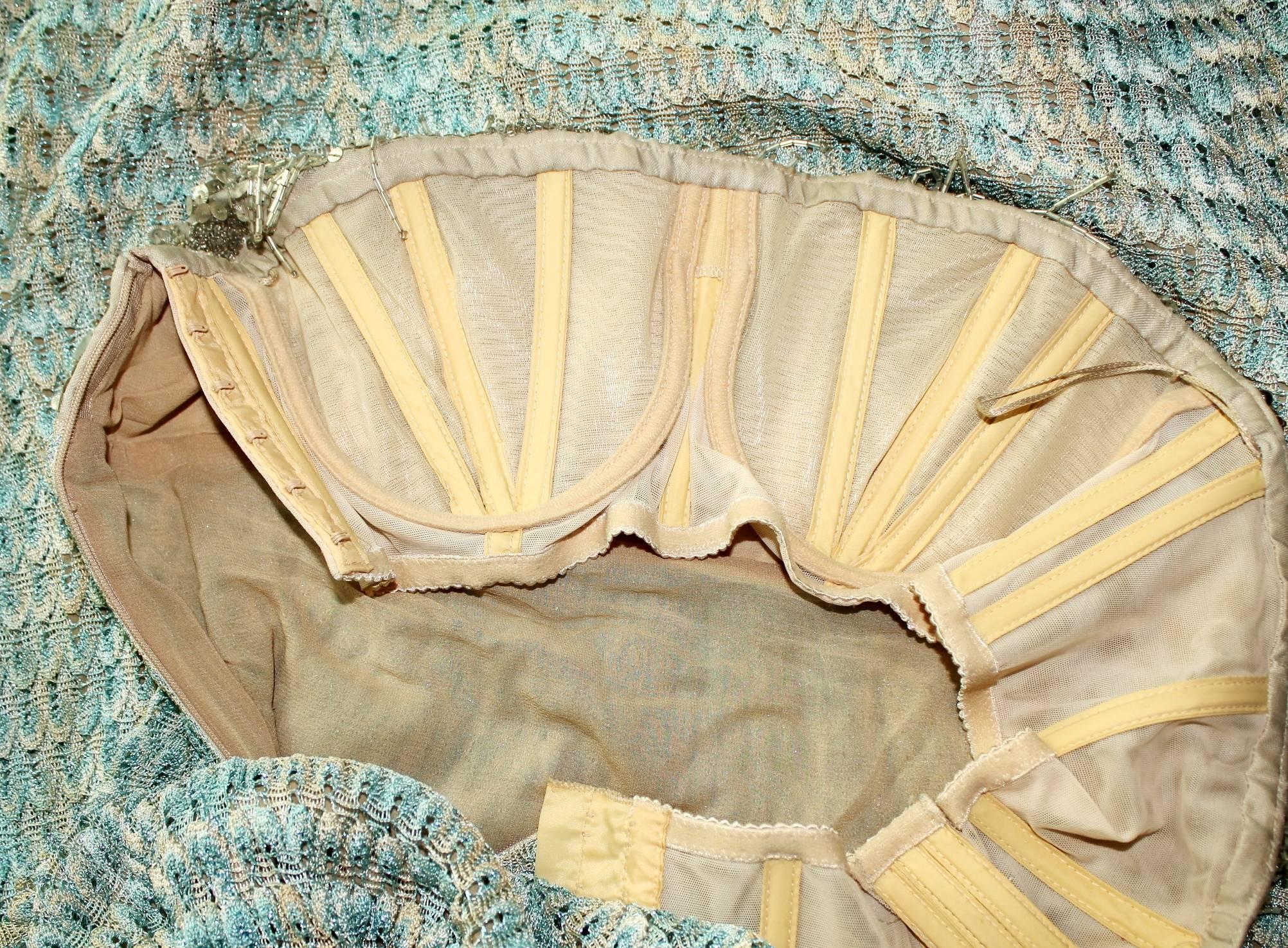 Gray NEW Missoni Embellished Metallic Crochet Knit Corset Maxi Dress Evening Gown 42
