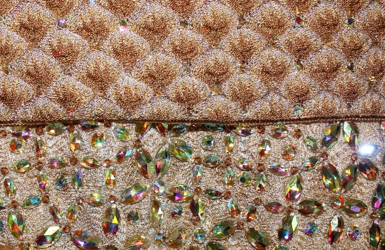 Women's NEW Missoni Gold Metallic Crochet Knit Beaded Crystal Corset Midi Dress 42 For Sale