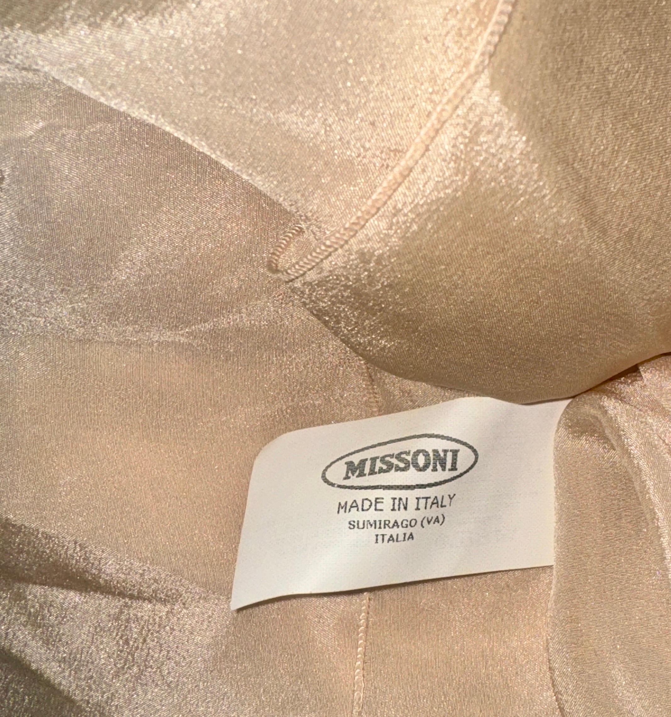 NEW Missoni Gold Metallic Crochet Knit Beaded Crystal Corset Midi Dress 42 For Sale 4