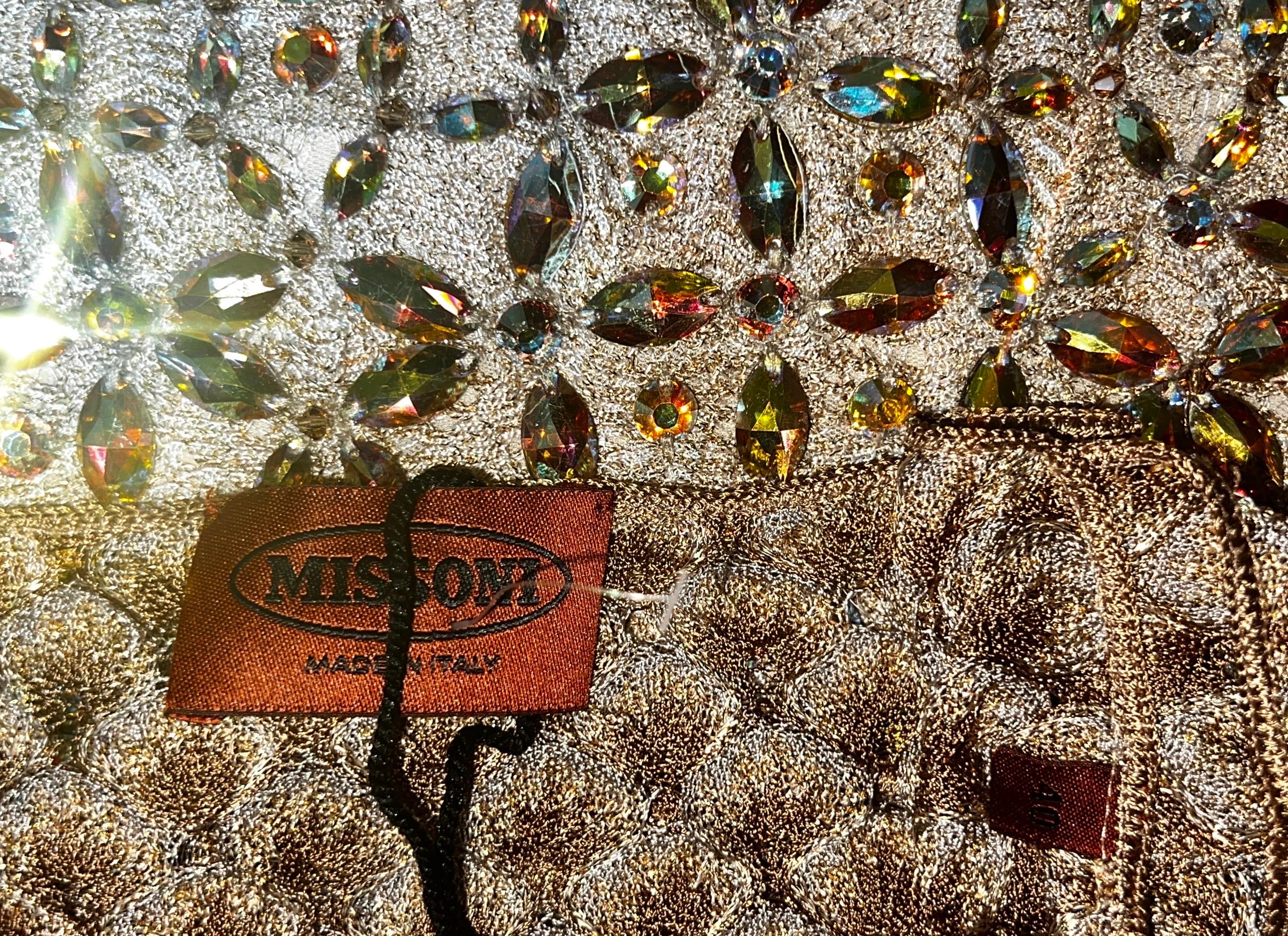 NEW Missoni Gold Metallic Crochet Knit Beaded Crystal Dress 40 For Sale 3