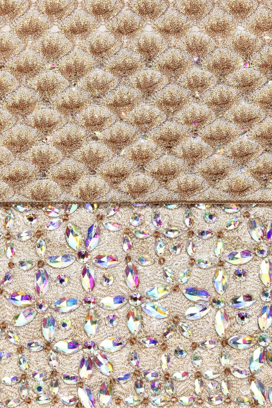 NEW Missoni Gold Metallic Crochet Knit Beaded Crystal Dress 42 en vente 2