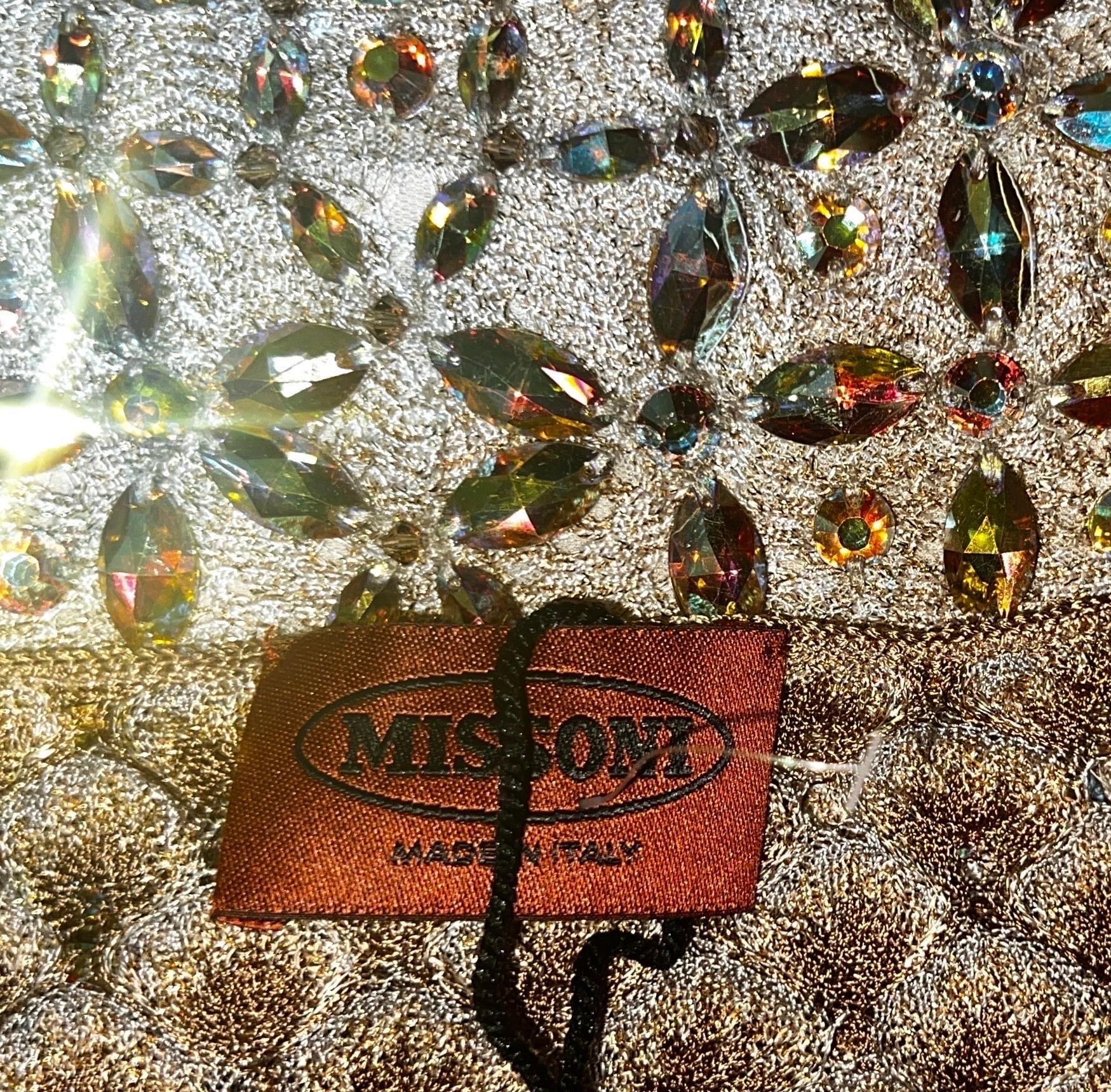 NEW Missoni Gold Metallic Crochet Knit Beaded Crystal Dress 42 en vente 3
