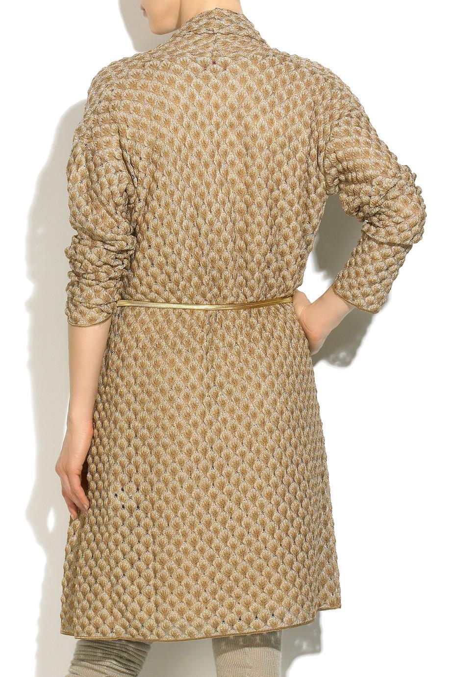 NEU Missoni Gold Metallic Crochet Knit Strickjacke Jacke Kleid 38 im Angebot 4