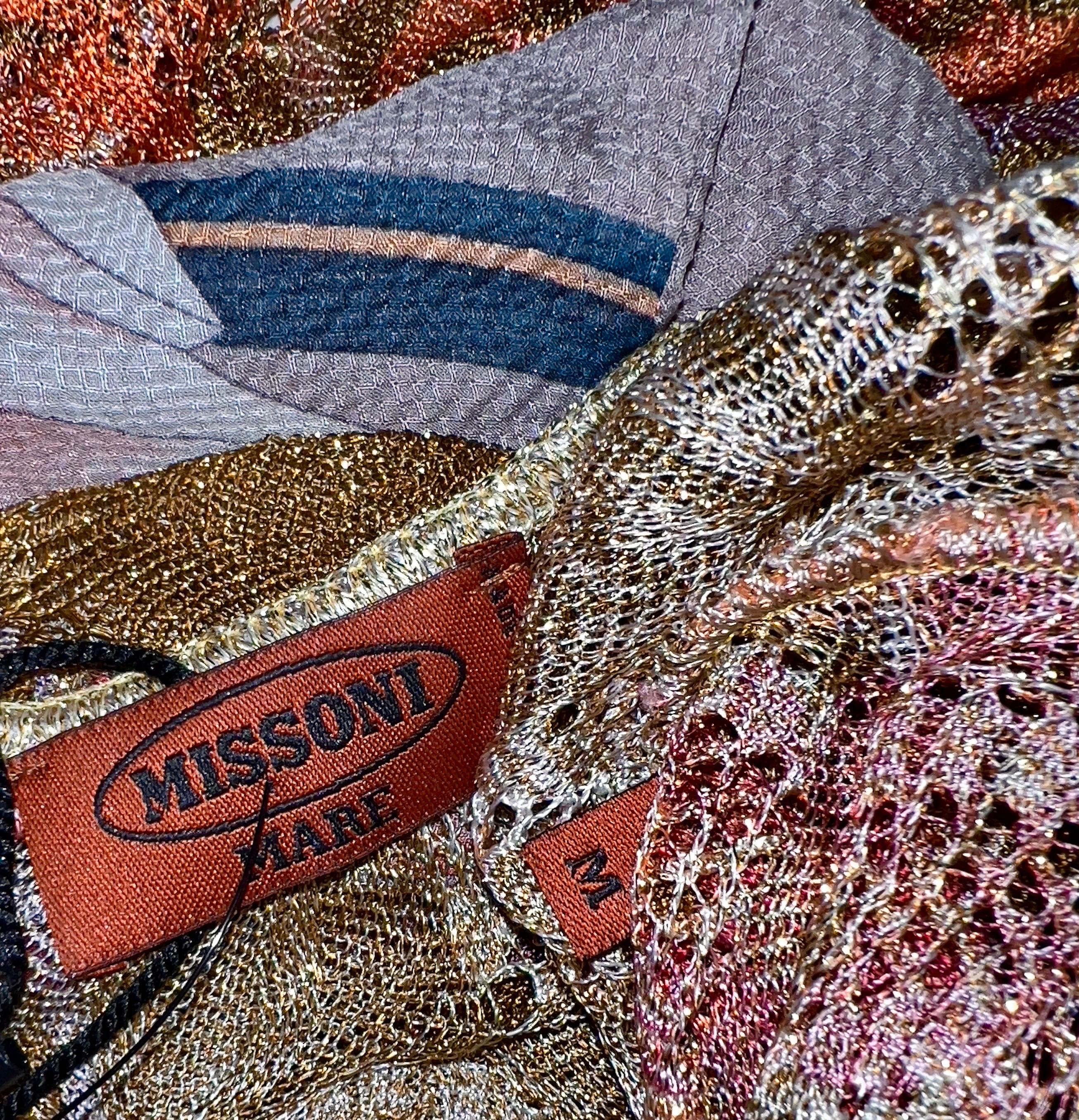 UNWORN Missoni Gold Metallic Crochet Knit Floral Kaftan Tunic Dress Cover Up M For Sale 3
