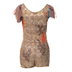 UNWORN Missoni Gold Metallic Crochet Knit Floral Jumpsuit Romper Playsuit 40