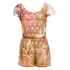 NEW Missoni Gold Metallic Crochet Knit Floral Print Jumpsuit Romper Playsuit 42