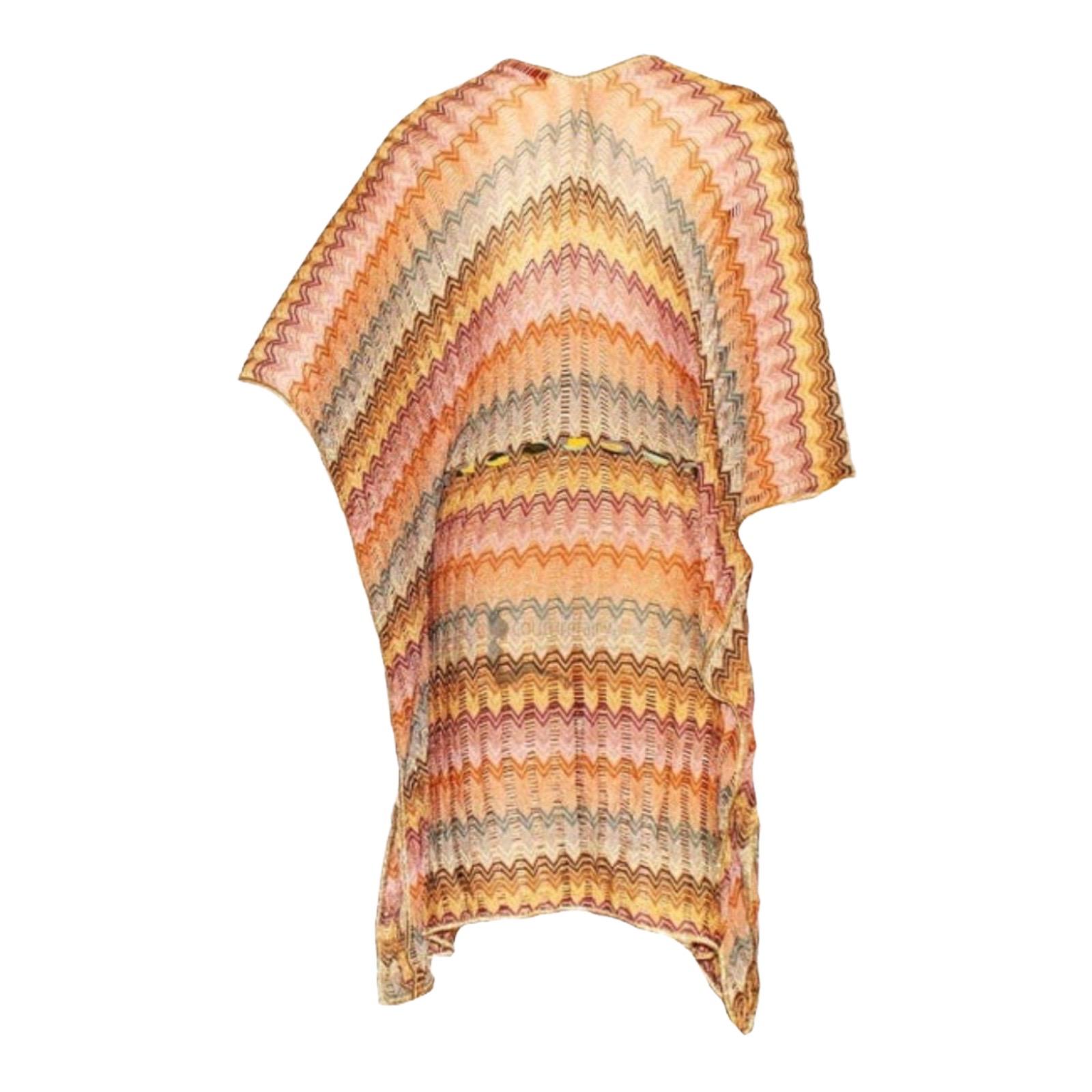 Women's NEW Missoni Gold Metallic Crochet Knit Kaftan Tunic Dress