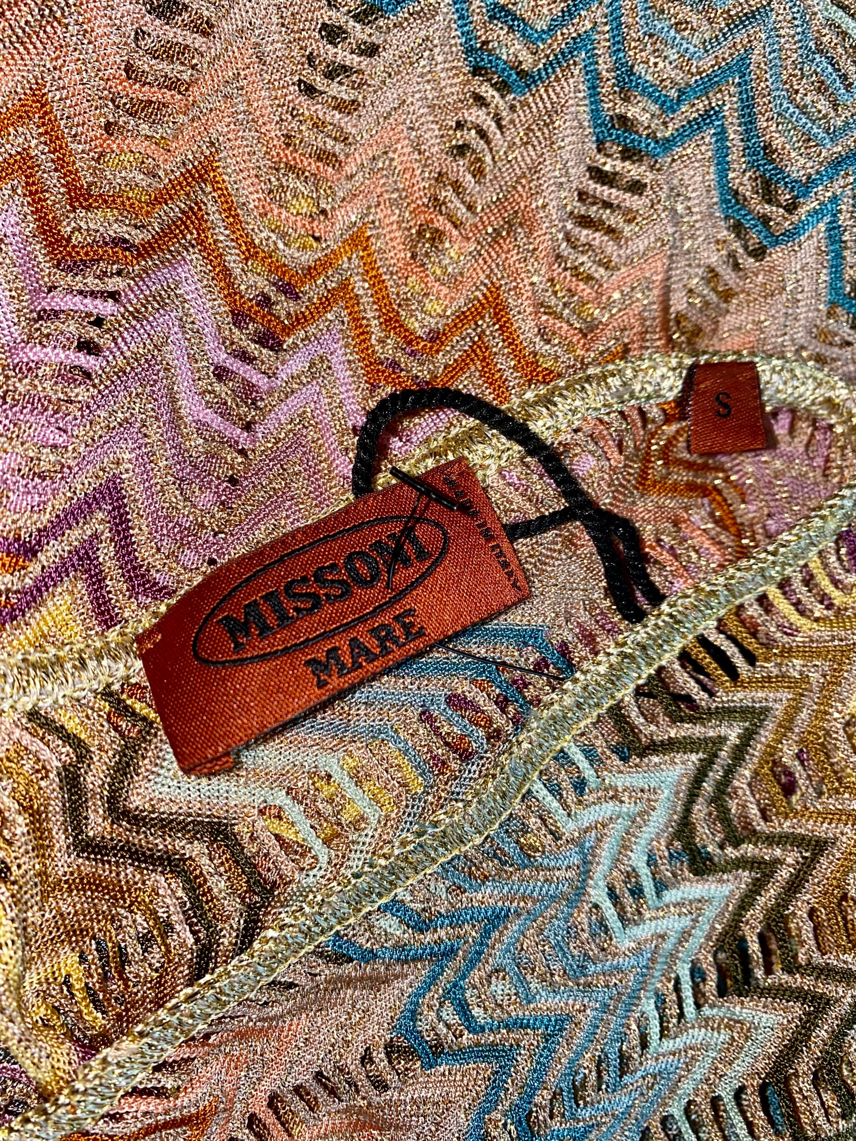 NEW Missoni Gold Metallic Crochet Knit Kaftan Tunic Dress 4