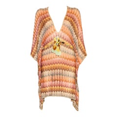 NEW Missoni Gold Metallic Crochet Knit Kaftan Tunic Dress