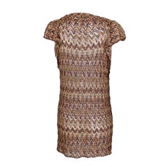 NEW Missoni Gold Metallic Crochet Knit Tunic Style Top Mini Dress 40