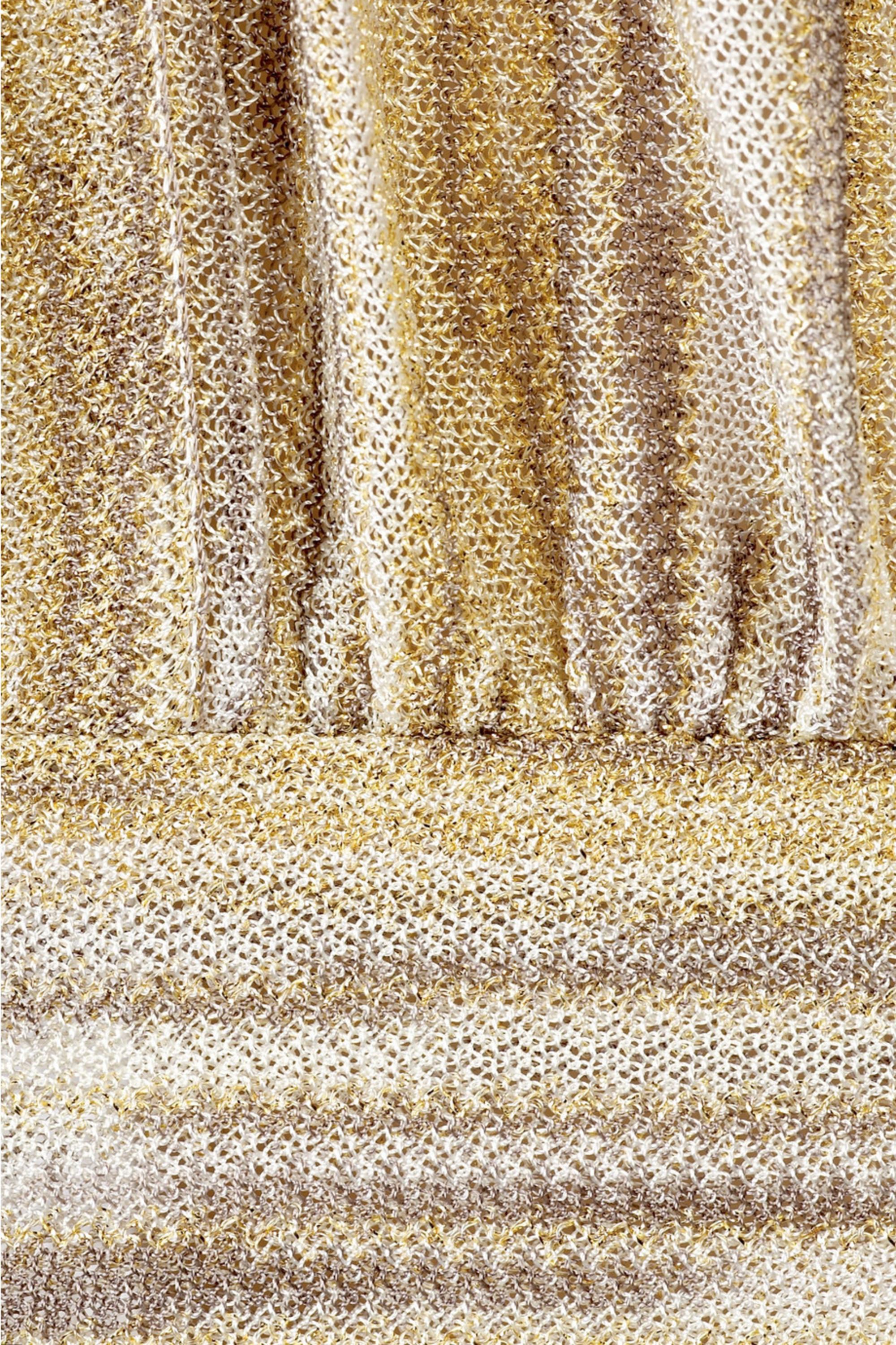 Women's NEW Missoni Gold Metallic Signature Knit Dress Tunic Kaftan Cover Up