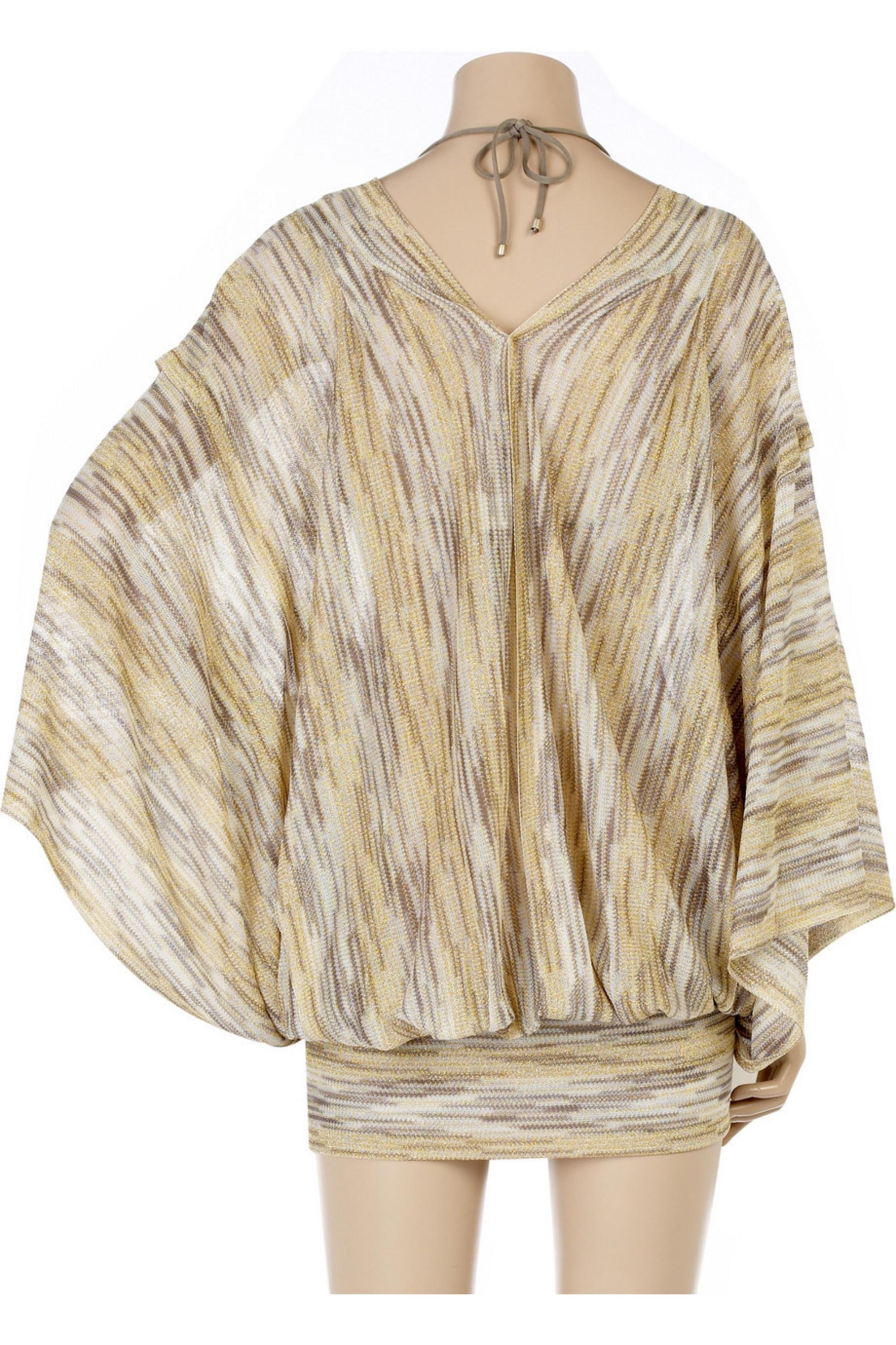 NEW Missoni Gold Metallic Signature Knit Dress Tunic Kaftan Cover Up 2
