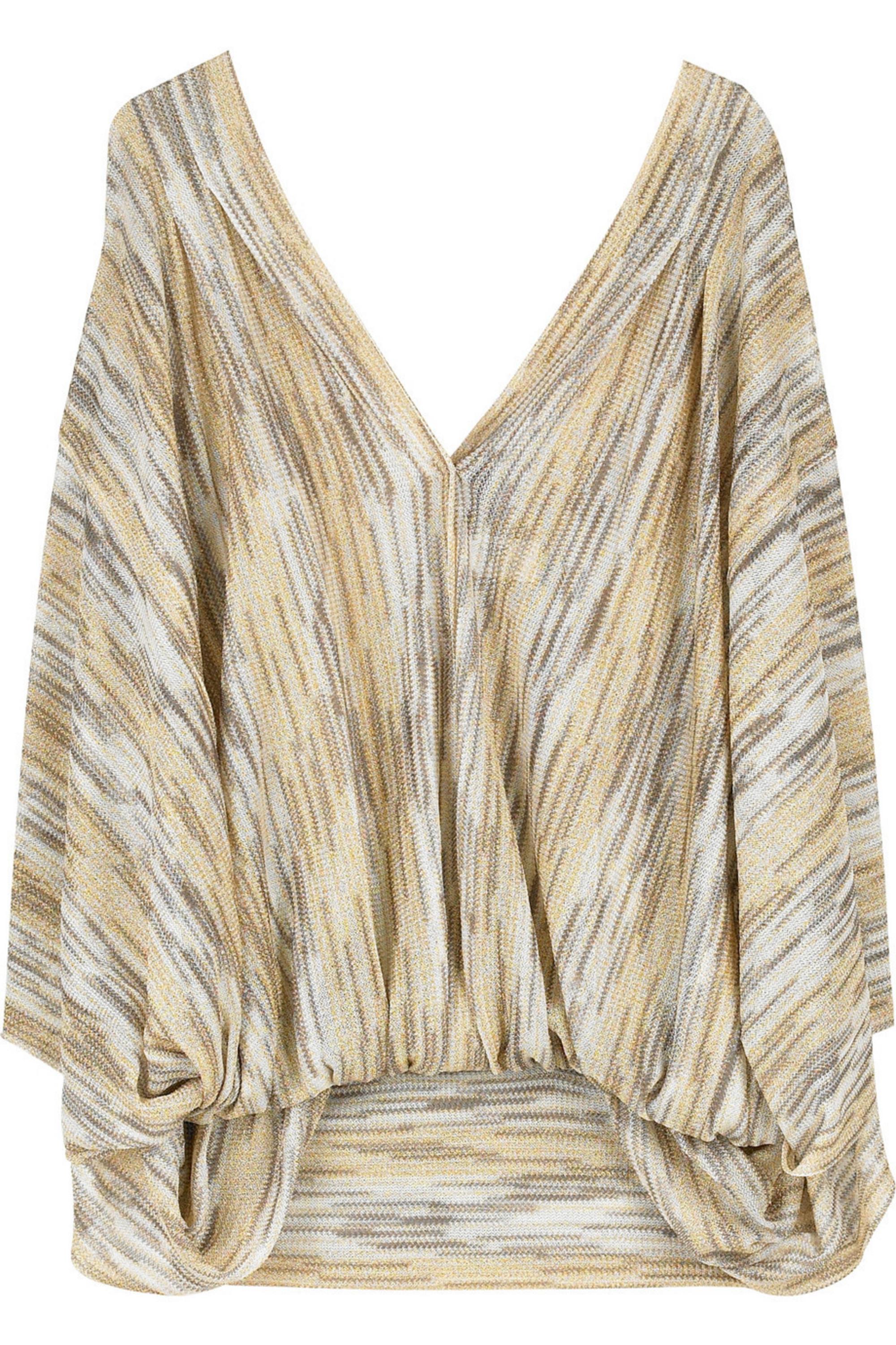 NEW Missoni Gold Metallic Signature Knit Dress Tunic Kaftan Cover Up 3