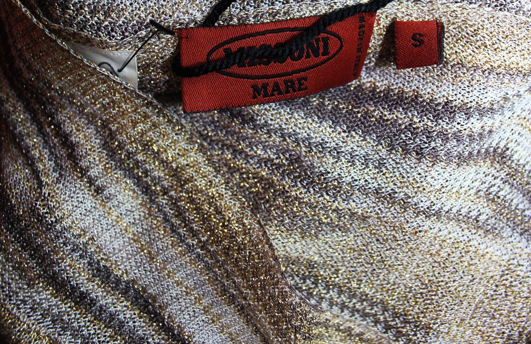 NEW Missoni Gold Metallic Signature Knit Dress Tunic Kaftan Cover Up 6