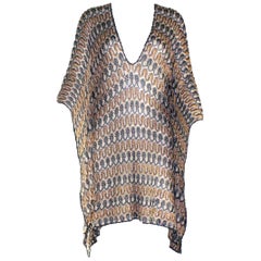 NEW Missoni Gold Metallics Lurex Crochet Knit Kaftan Tunic Top Mini Dress 38