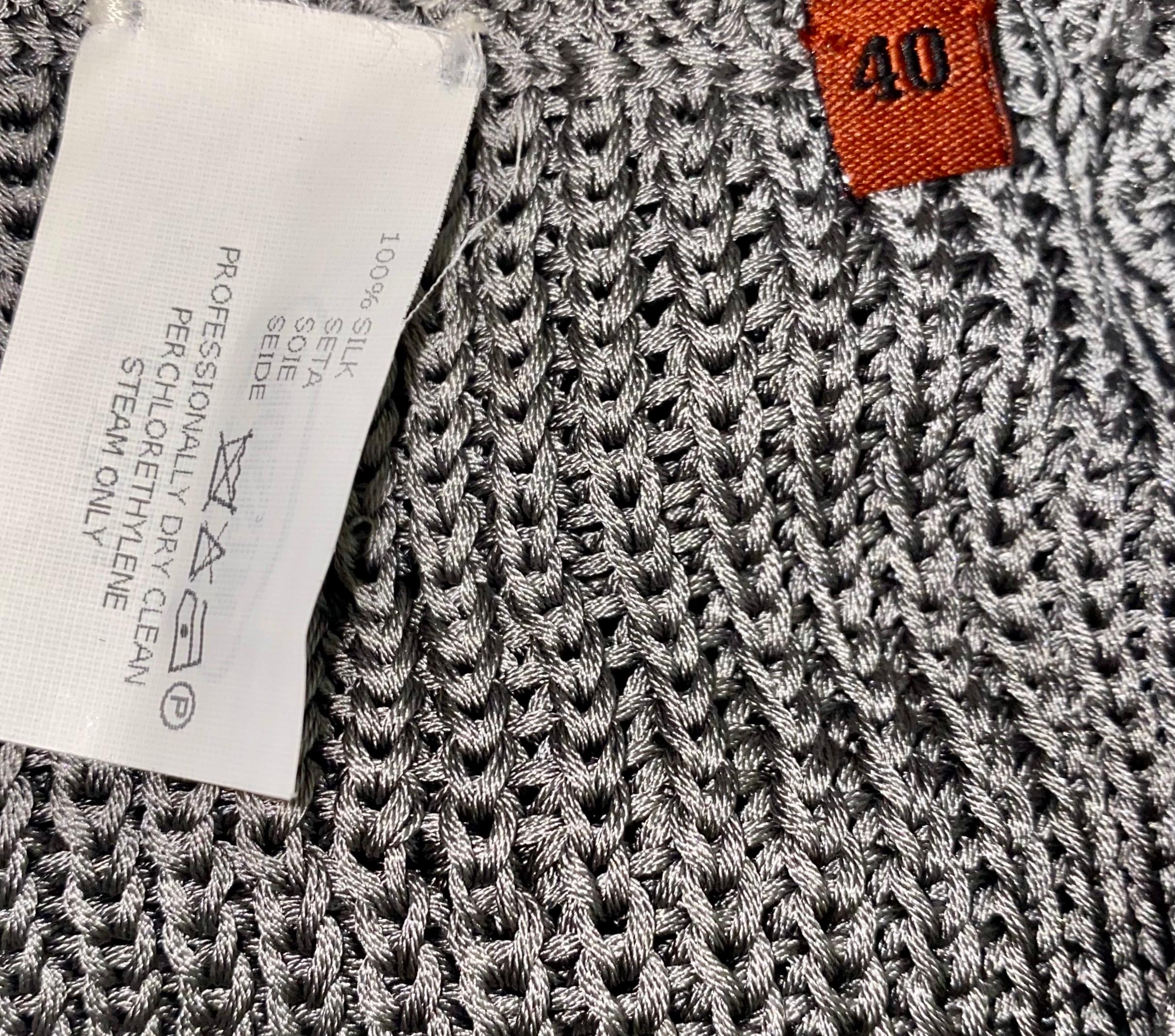 NEU Missoni Graue Seiden-Heiße Hosen Shorts aus Häkelstrick 40 Damen im Angebot