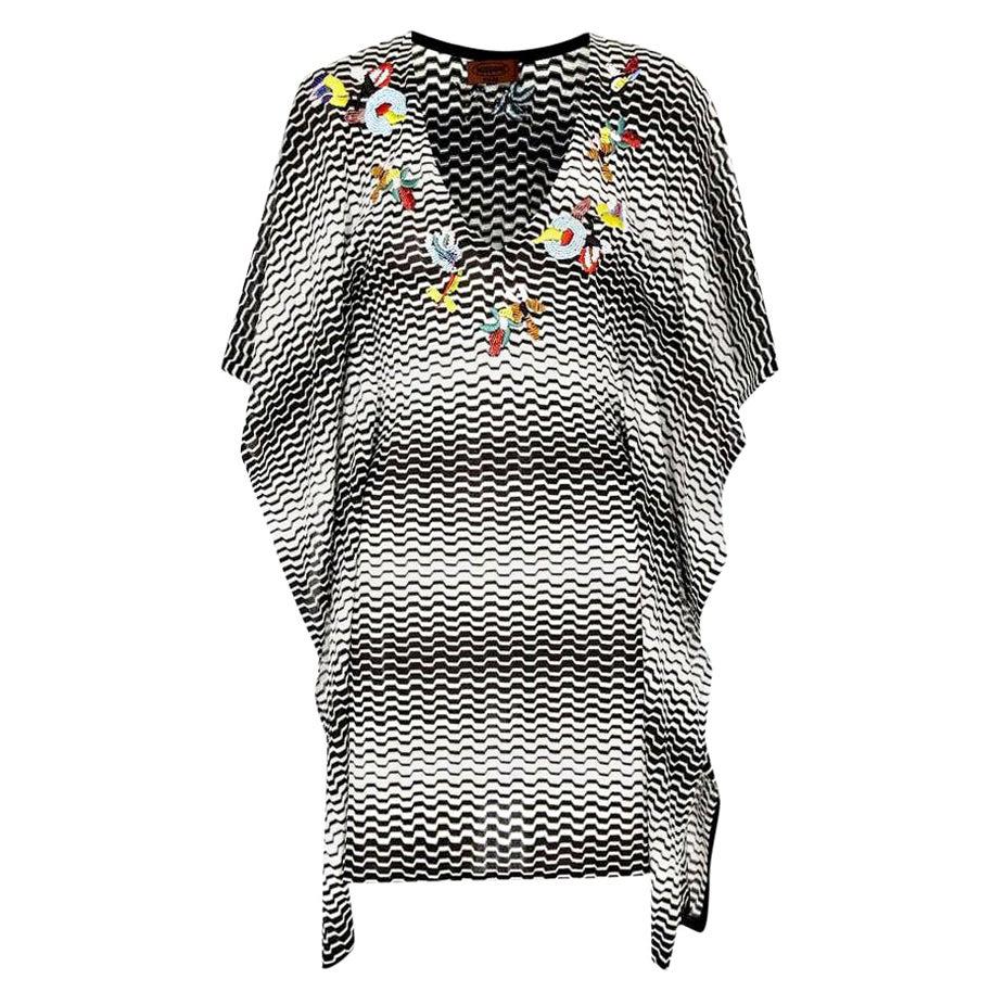 NEW Missoni Hand-Embroidered Chevron Crochet Knit Dress Kaftan Tunic Cover Up 46 For Sale