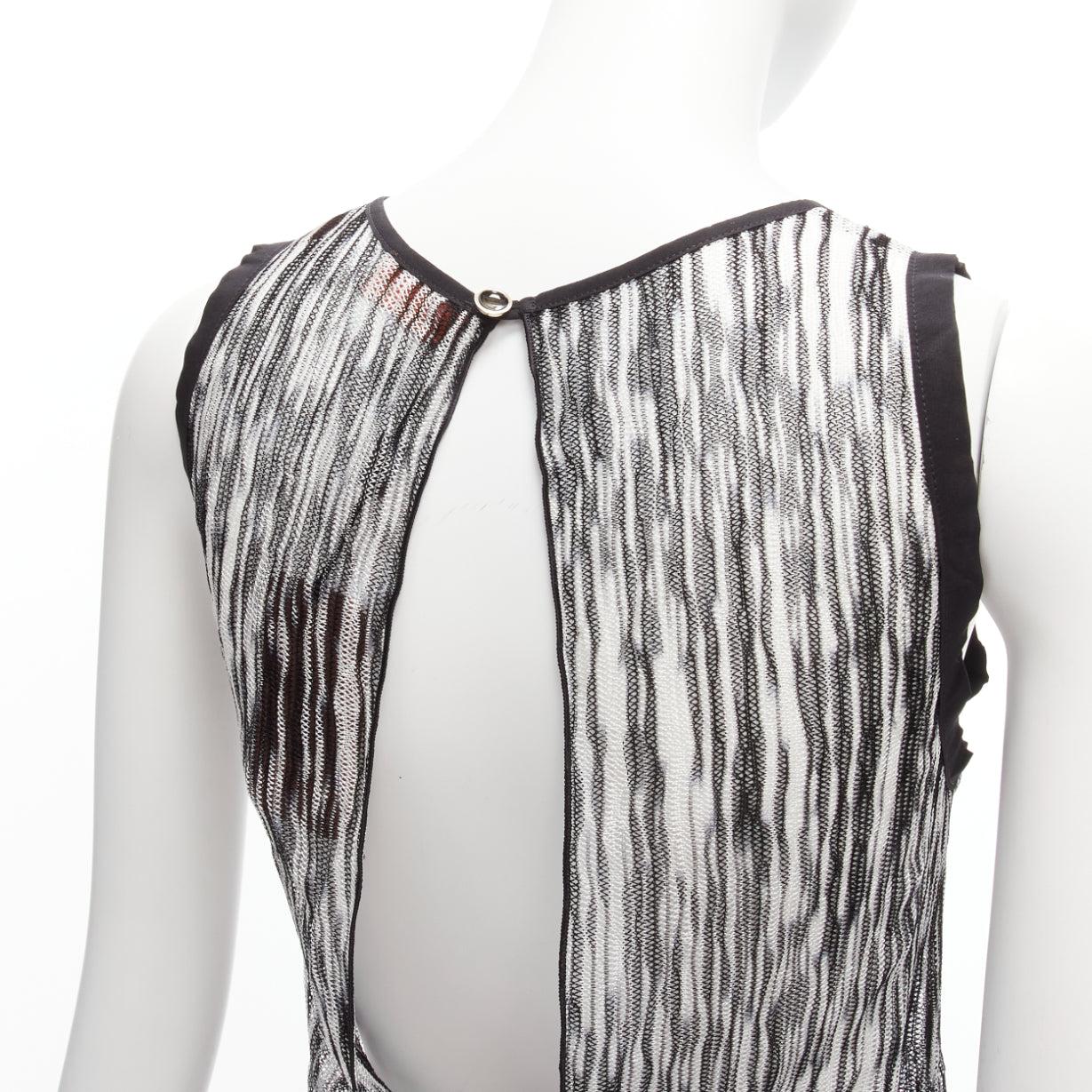 new MISSONI Mare black white zigzag sheer knit laced neckline jumpsuit IT 2
