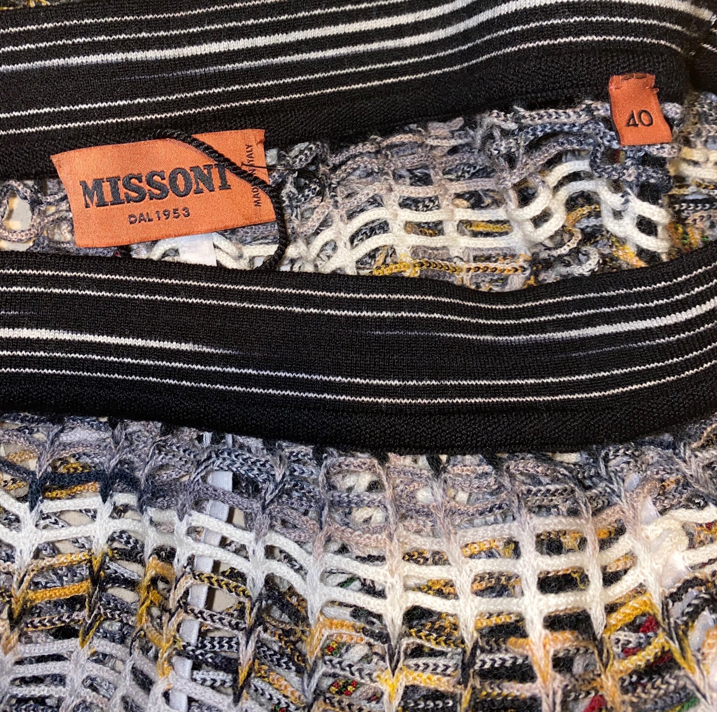 NOUVEAU Pantalon Palazzo à jambes larges en maille crochet Missoni en maille, comme sur Gigi Hadid 40 en vente 1