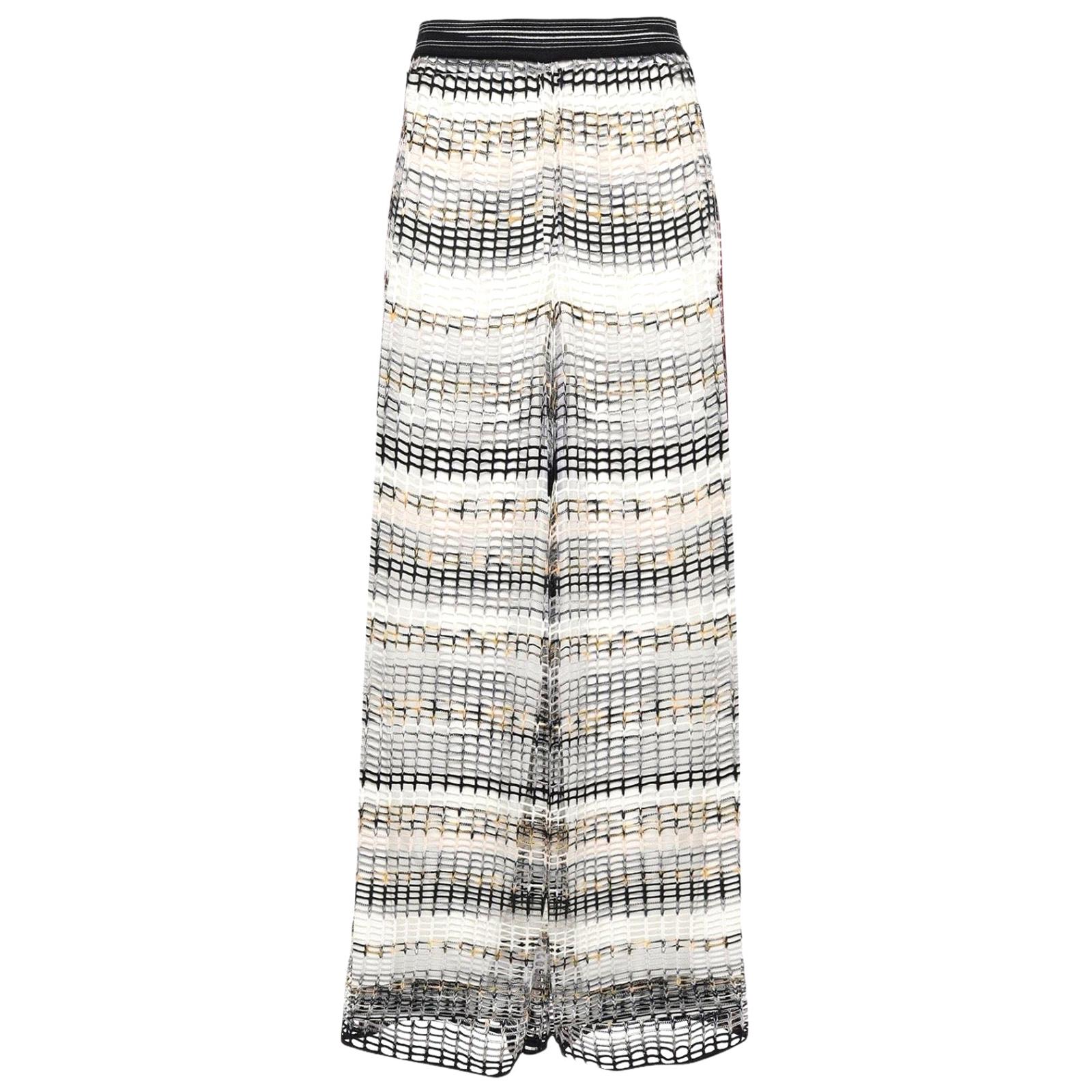 NOUVEAU Pantalon Palazzo à jambes larges en maille crochet Missoni en maille, comme sur Gigi Hadid 40 en vente