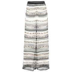 NUEVO Missoni Pantalones palazzo de malla y pierna ancha de punto de ganchillo 40