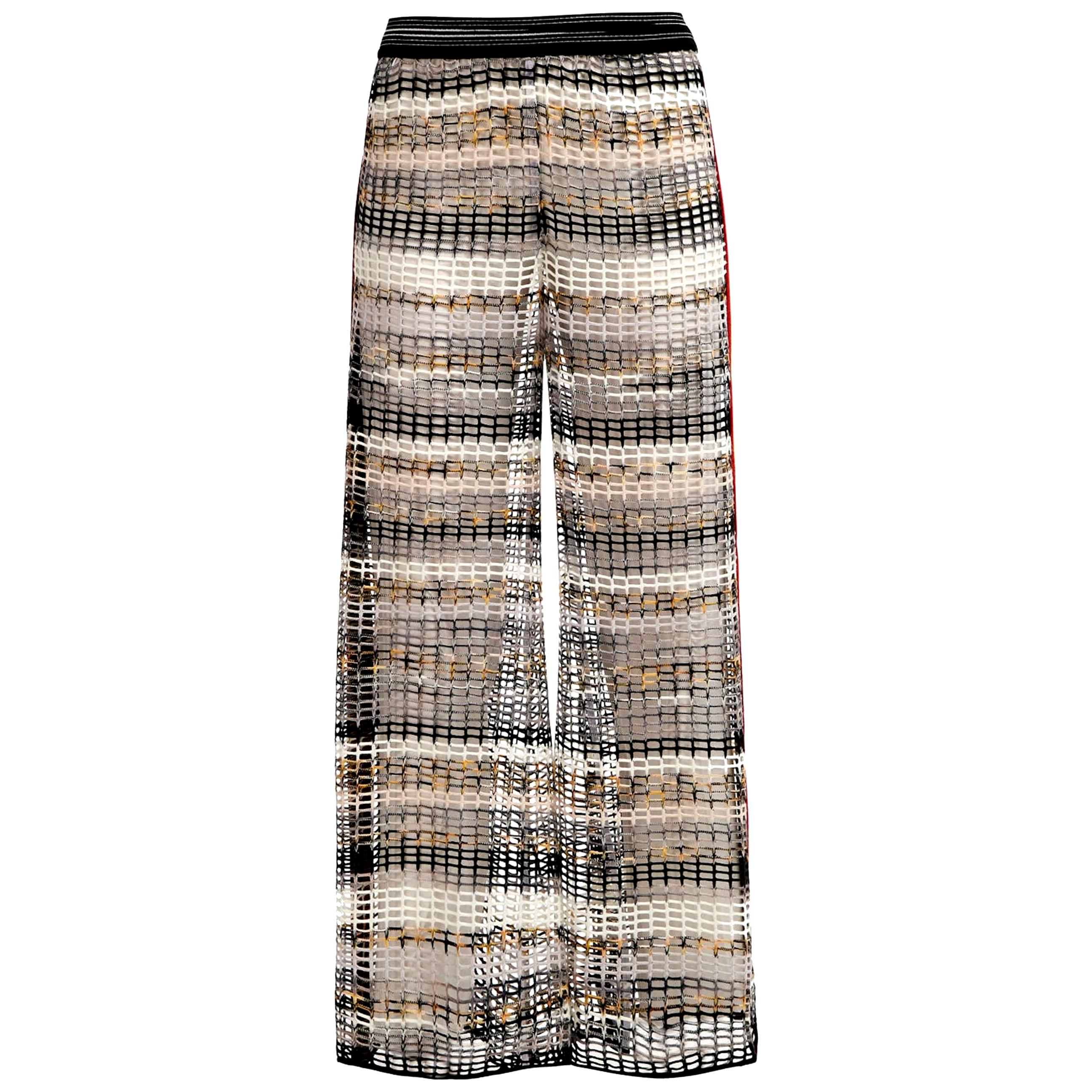NOUVEAU Pantalon Palazzo à jambes larges en maille crochet Missoni en maille, comme sur Gigi Hadid 40 Neuf - En vente à Switzerland, CH