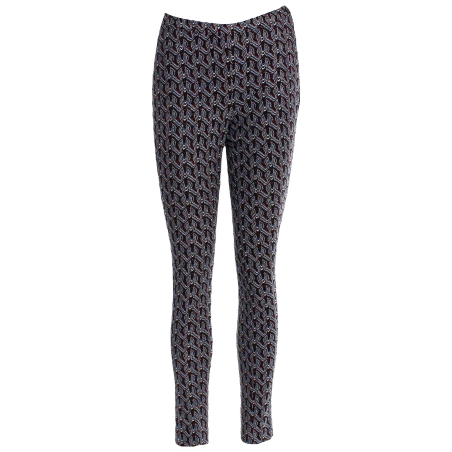 NEW Missoni Metallic Crochet Knit Slim Fit Pants Leggings Style Trousers 38 For Sale