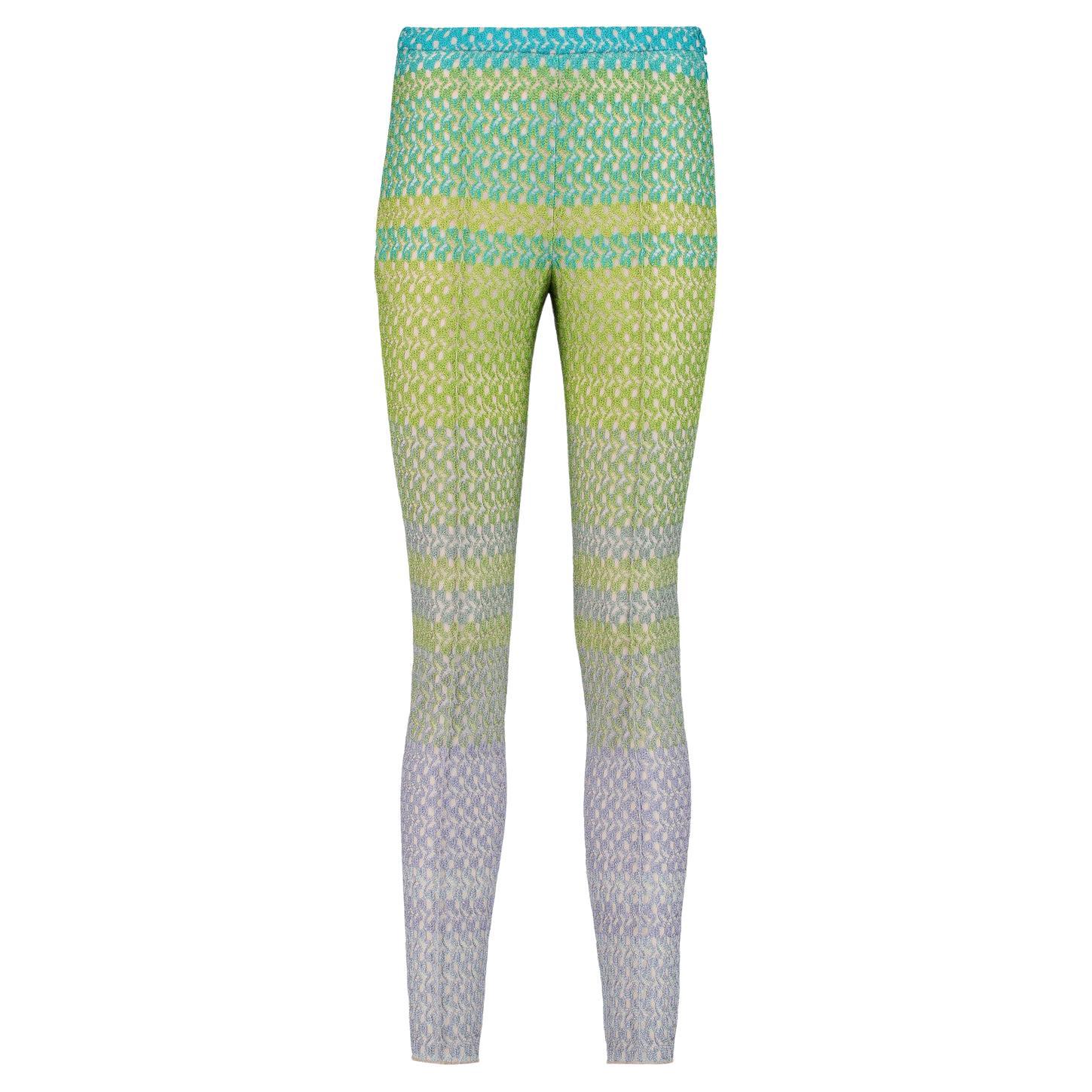 NUOVO Missoni Ombre Metallic Crochet Knit Pants Pantaloni 42 in vendita