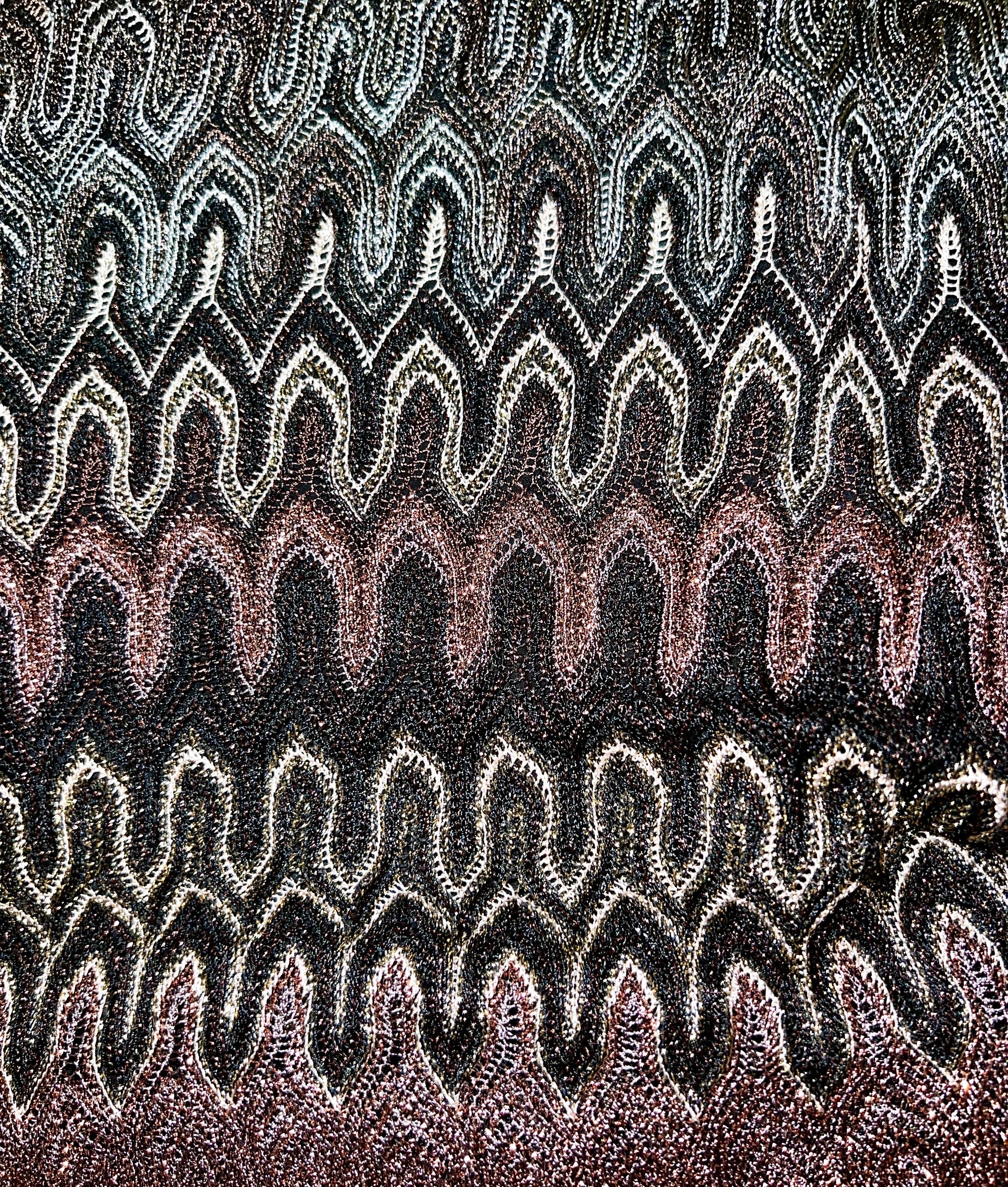 NEW Missoni Metallic Lurex Crochet Knit Asymmetric Dress 42 For Sale 2