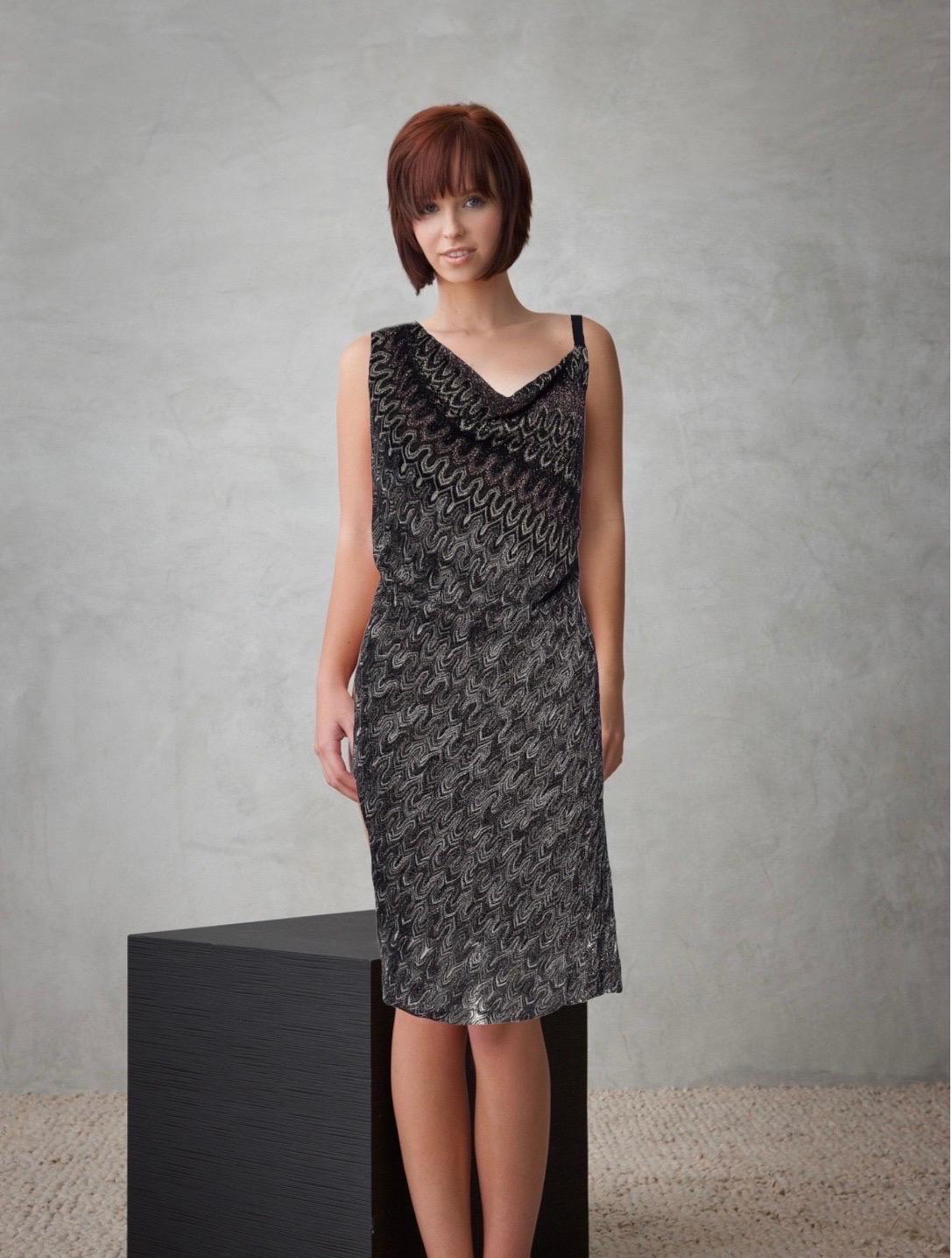 NEW Missoni Metallic Lurex Crochet Knit Asymmetric Dress 42 For Sale 4