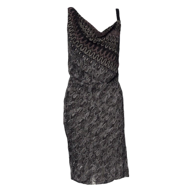 NEW Missoni Metallic Lurex Crochet Knit Asymmetric Dress 42 For Sale at  1stDibs
